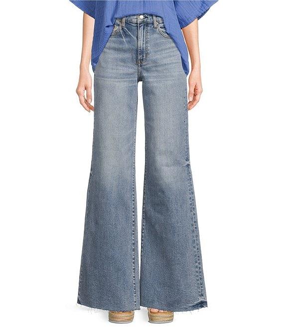 Daze Far Out High Rise Unfinished Wide Leg Jeans Product Image