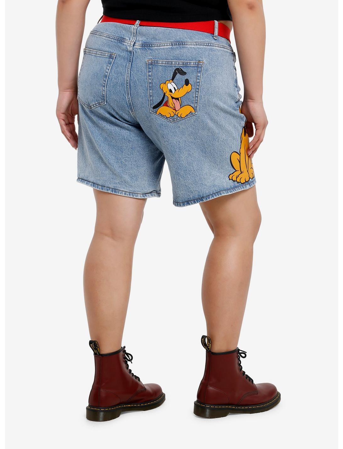 Disney Pluto Key Chain Denim Shorts With Belt Plus Size Product Image