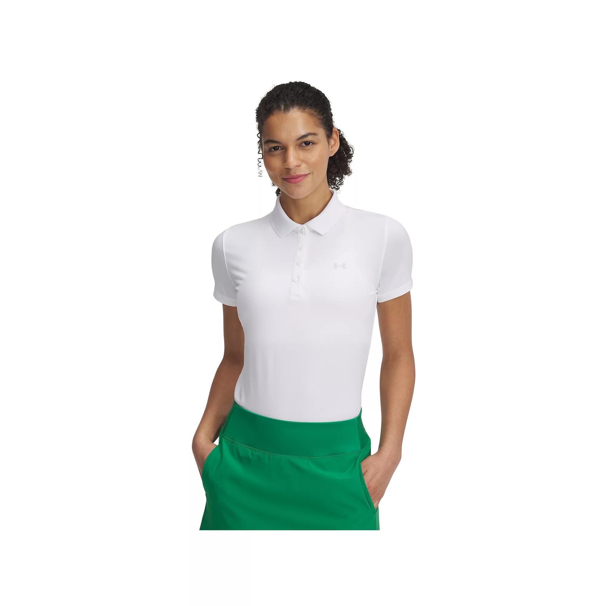 Women's Under Armour Active Short Sleeve Polo, Size: Medium, White Product Image
