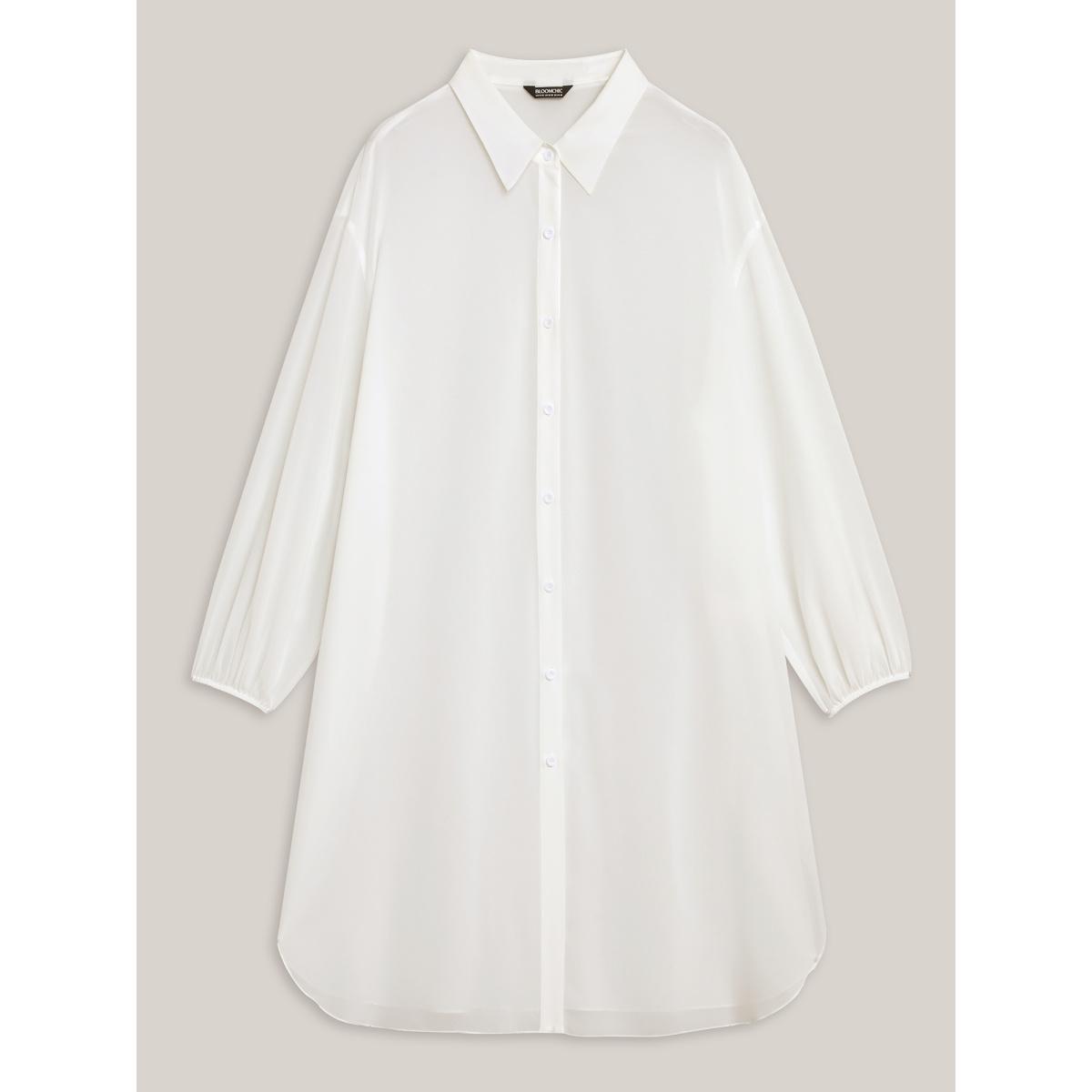 Plus Size Sheer Long Shirt Kimono-Style Cardigan Women WhiteSmoke Resort See through Loose Vacation Kimonos BloomChic 18-20/2X Product Image