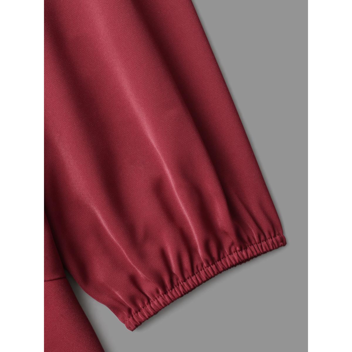 Plus Size Scarlet Plain Tiered Ruffle Hem Lantern Sleeve Blouse Women Elegant Long Sleeve Round Neck Everyday Blouses BloomChic 18-20/2X Product Image