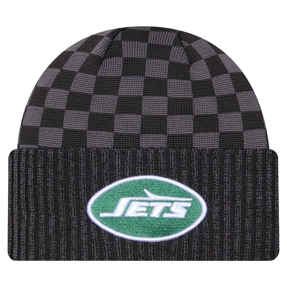 Men's New Era Black New York Jets Checkered Cuffed Knit Hat Product Image