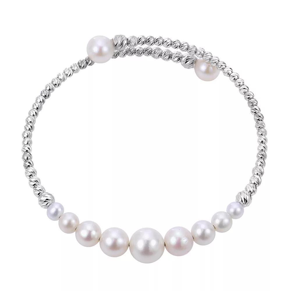 PearLustre by Imperial Sterling Silver Freshwater Cultured Pearl Cuff Bracelet, Womens Product Image