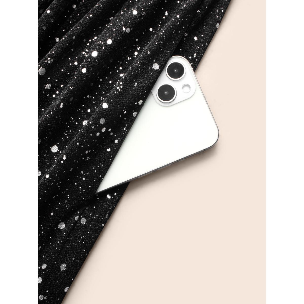 Plus Size V Neck Glitter Patchwork Tank Dress Black Women Cocktail Texture Party Curvy Bloomchic 26/4X Product Image