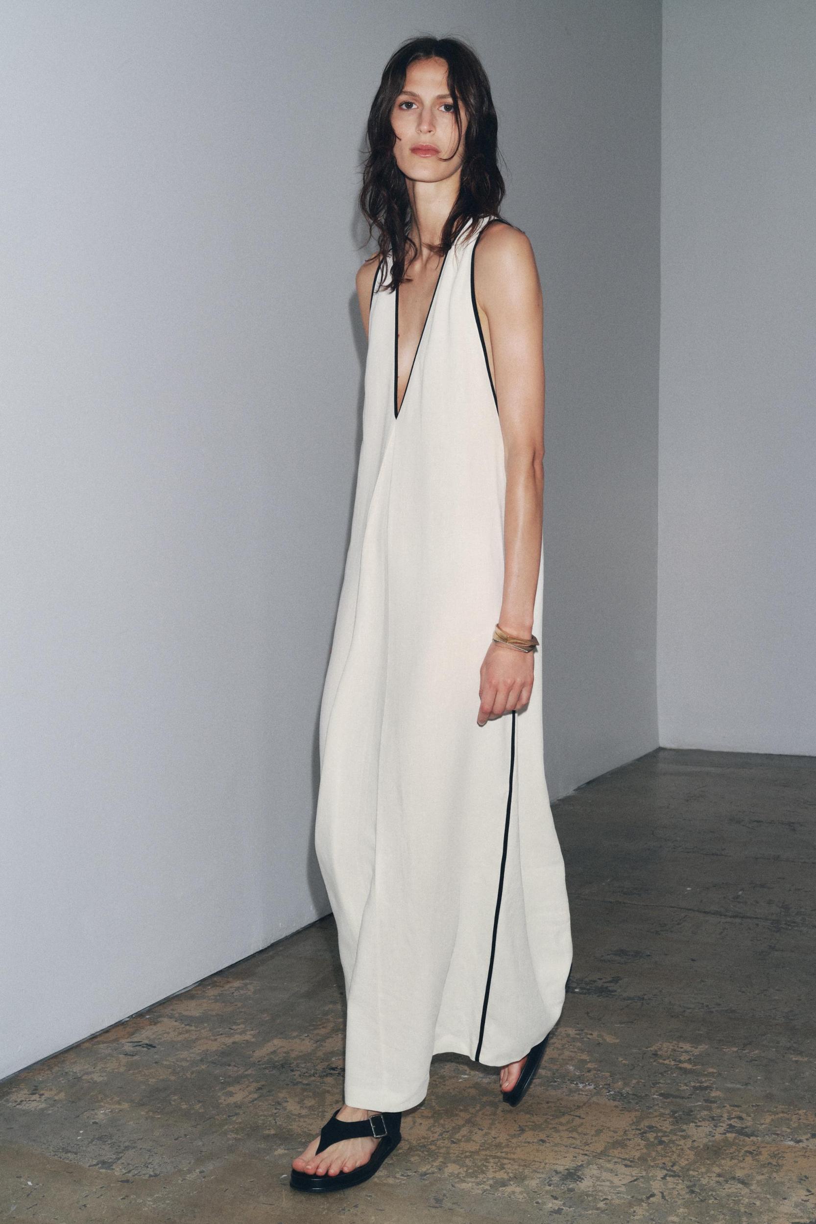 ZW COLLECTION LINEN BLEND DRESS WITH TRIM Product Image