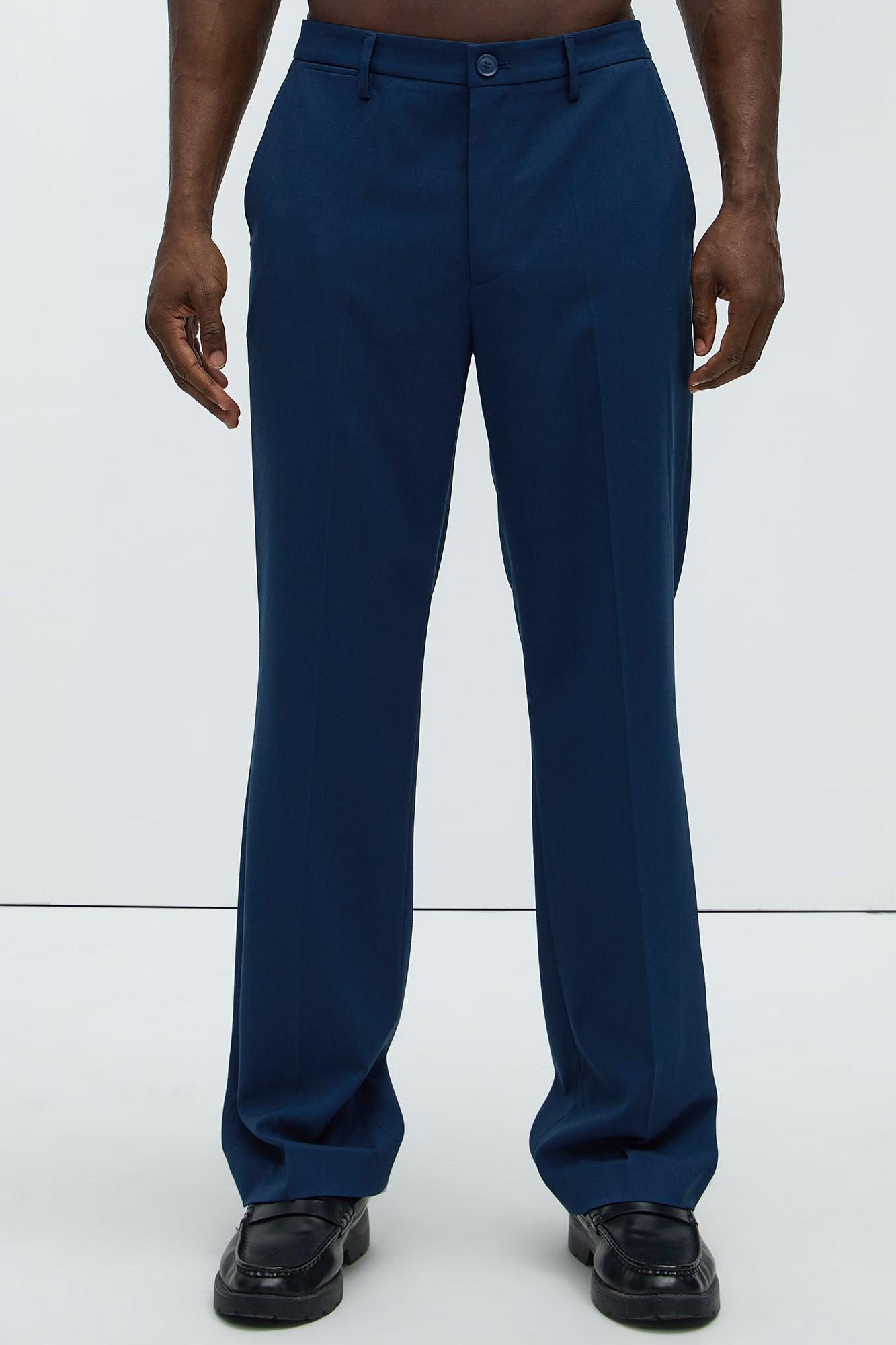 Modern Stretch Straight Trousers - Navy Product Image