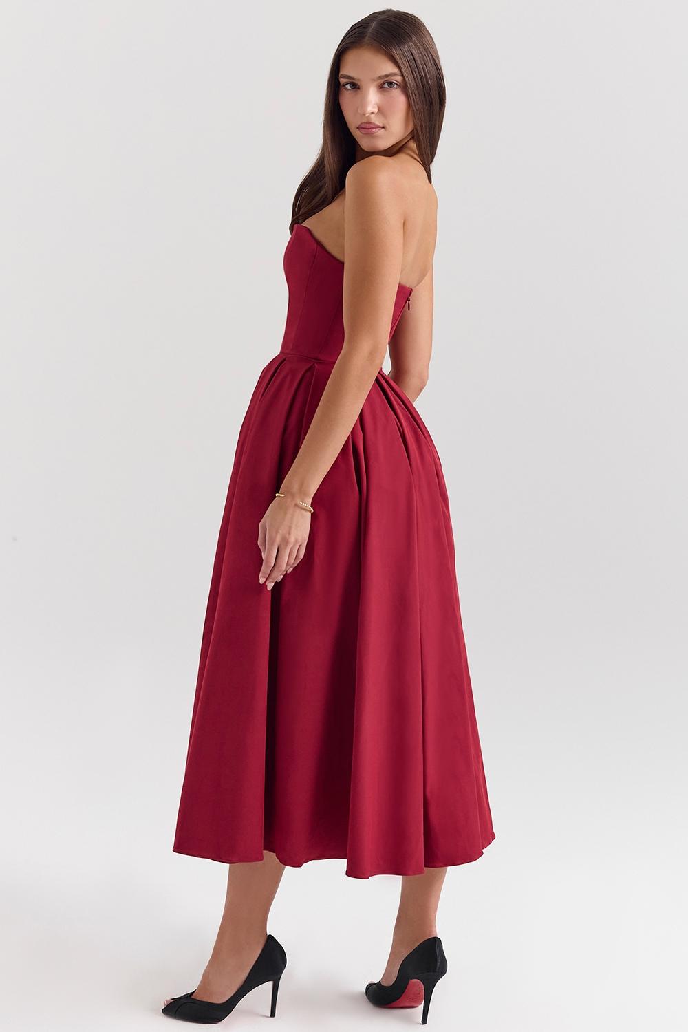 Pandora  berry strapless detachable bow midi dress Product Image