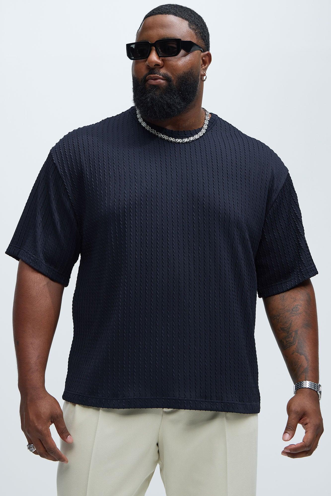 Rope Textured Relaxed Tee - Navy Product Image