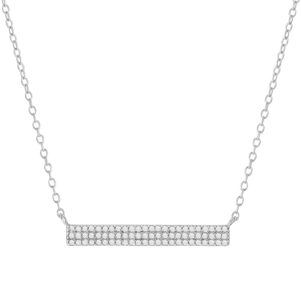 Sterling Silver 1/4 Carat T.W. Diamond Bar Necklace, Women's, Size: 18", Silver Tone Product Image