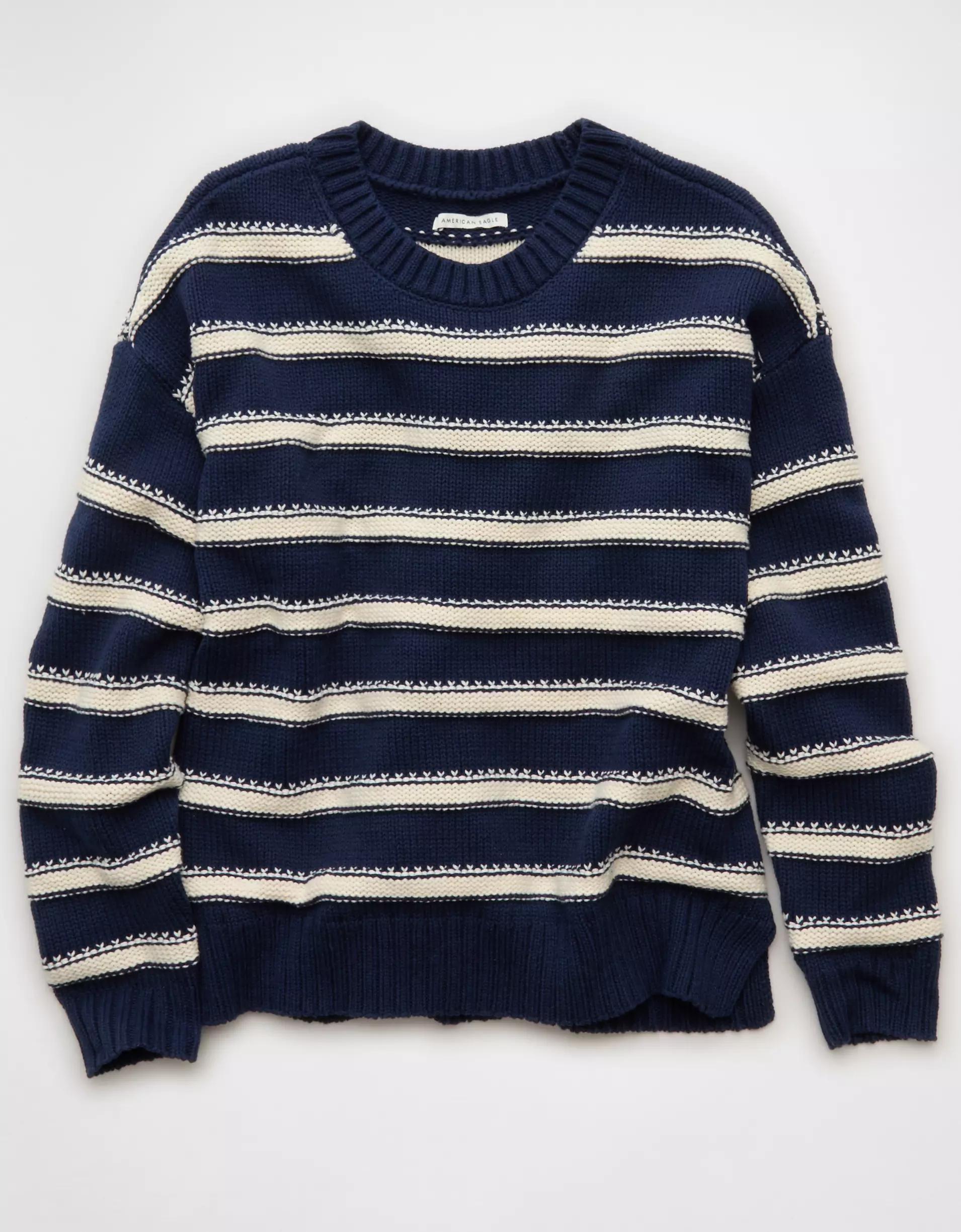 AE Striped Crew Neck Sweater Product Image