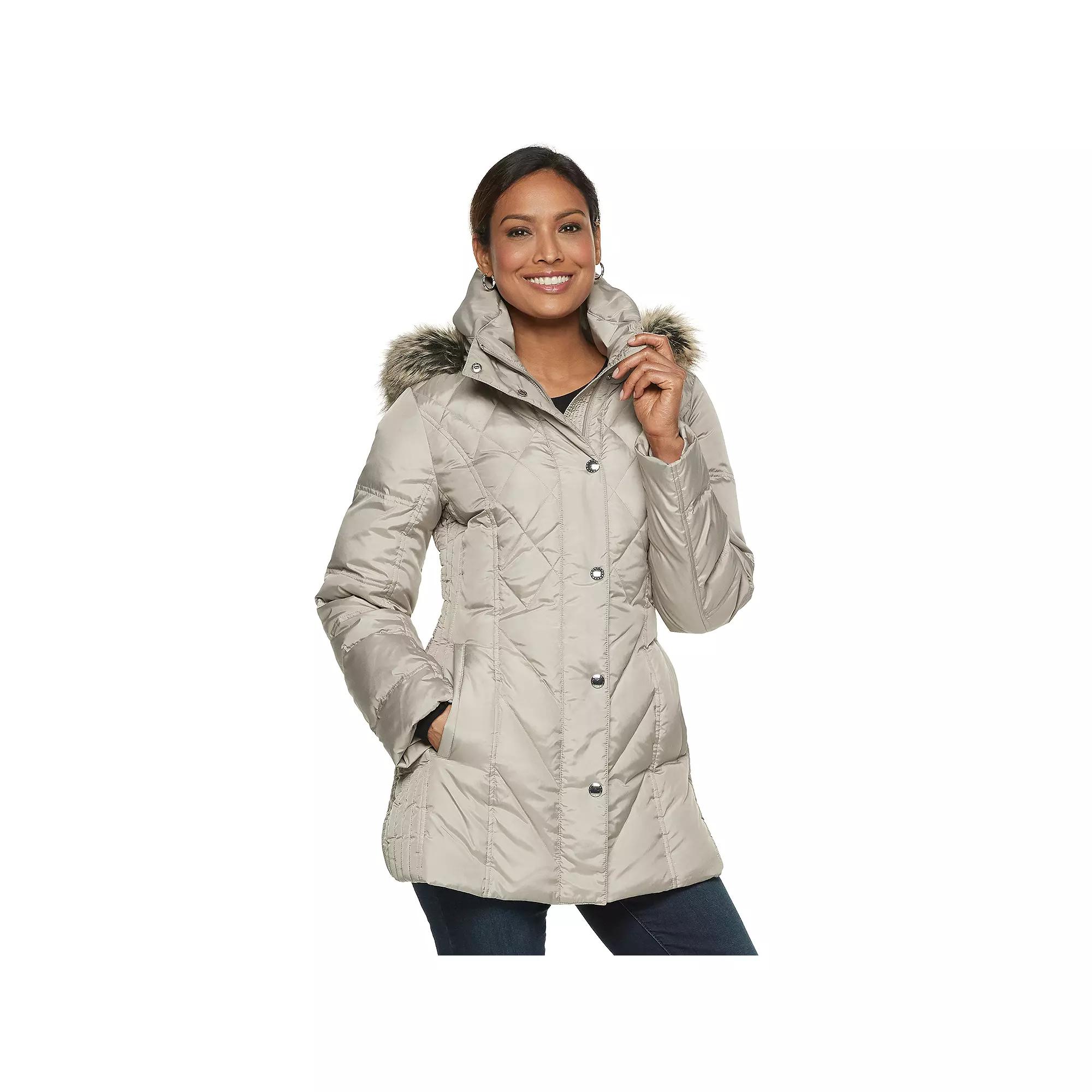Women's TOWER by London Fog Hooded Faux-Fur Down Puffer Coat,  Product Image