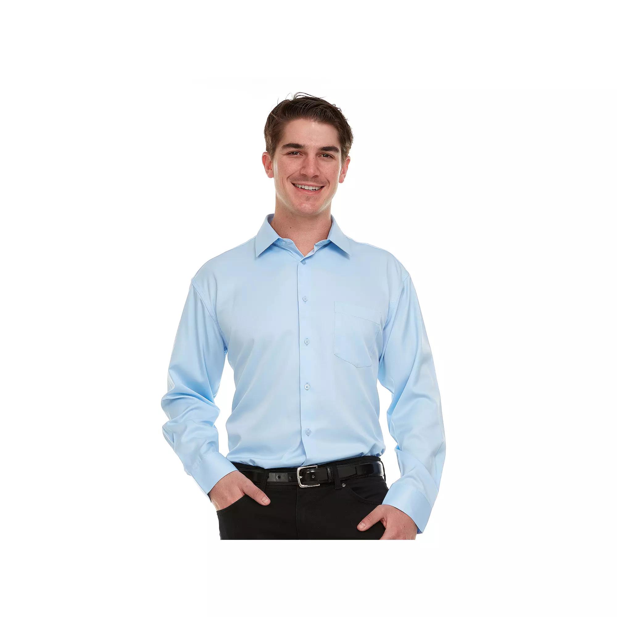 Men's Geoffrey Beene Regular-Fit Sateen Stretch Dress Shirt, Size: 16.5-32/33, Powder Blue Product Image