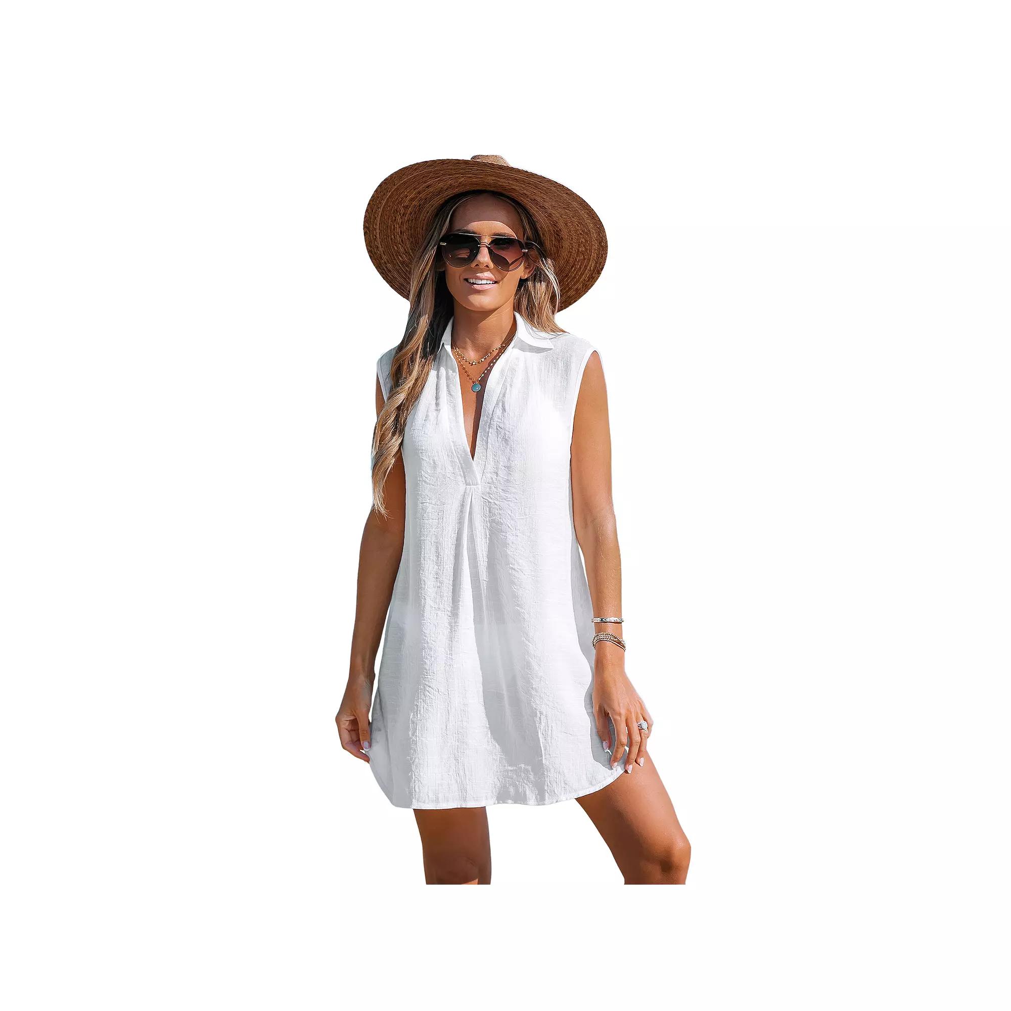 Women's Cupshe V-Neck Basic Collar Cover-Up Dress,  Product Image