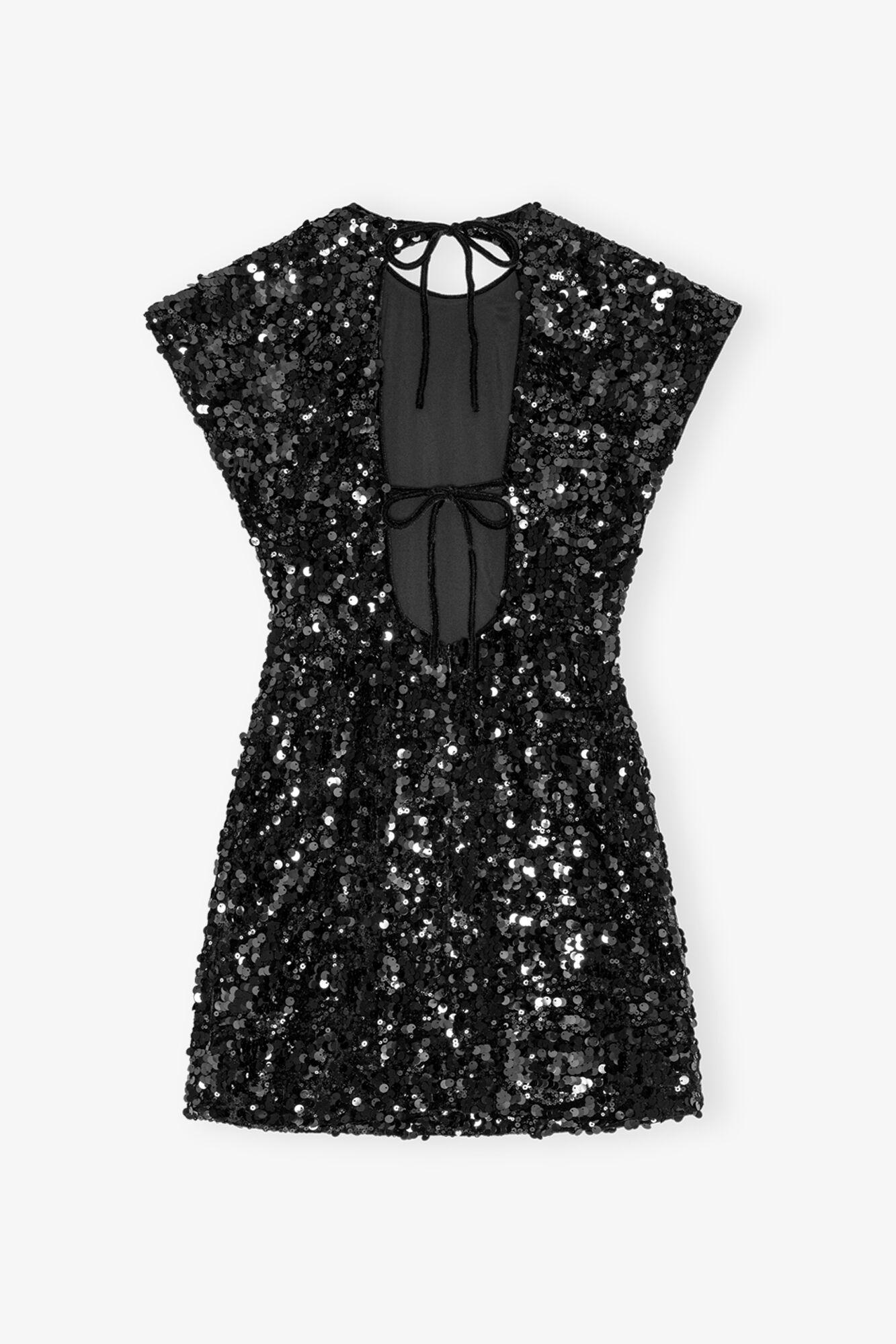Black Velvet Sequins Mini Dress Product Image