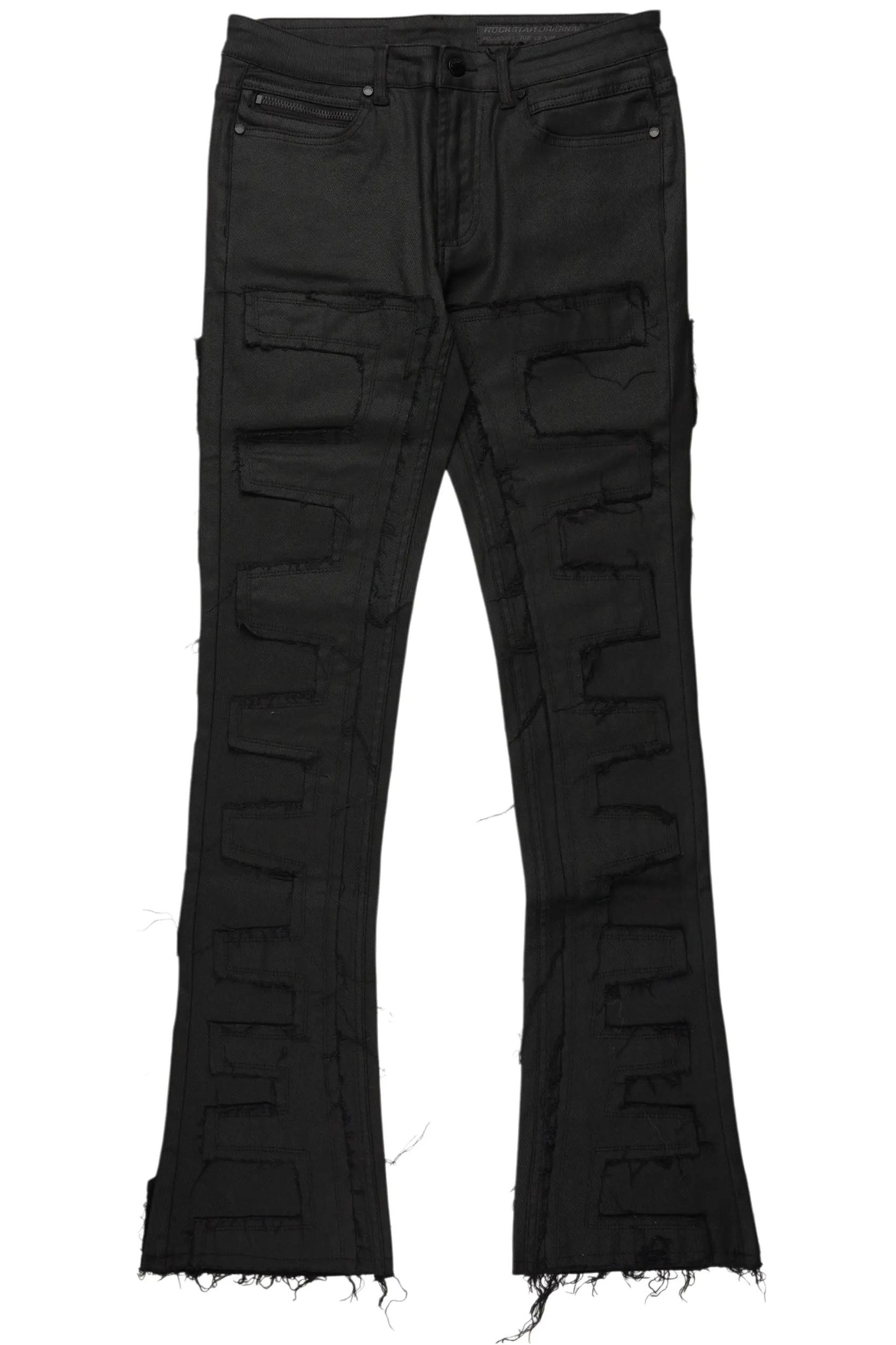 Shake Black Coated Stacked Flare Jean Male Product Image