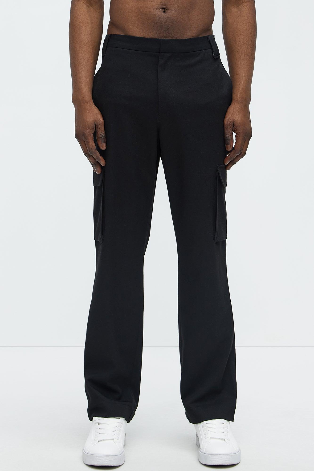 Gabardine Straight Tapered Cargo Pants - Black Product Image