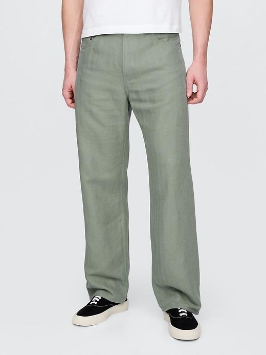 Linen-Cotton '90s Loose Herringbone Pants Product Image