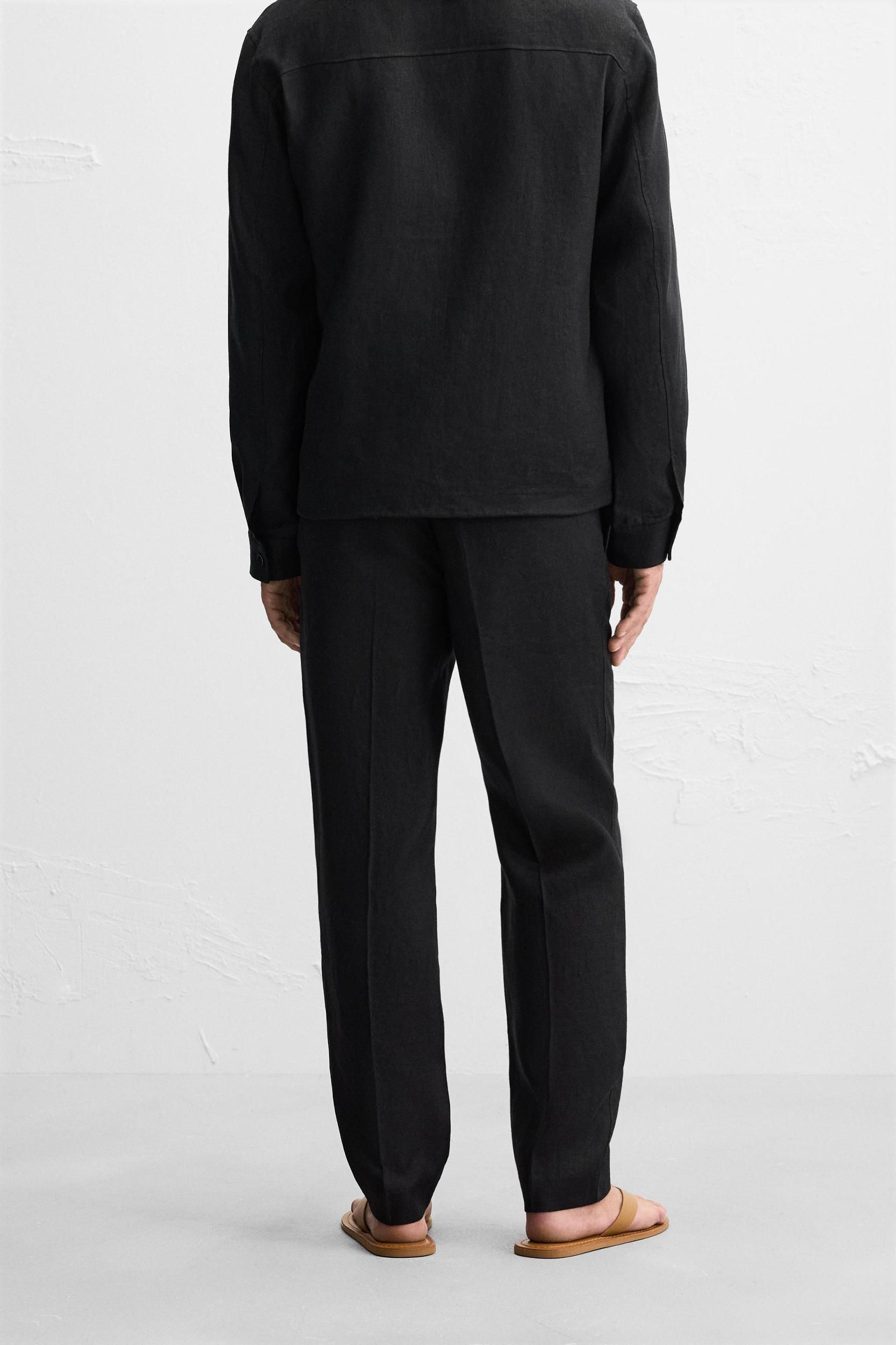 100% LINEN REGULAR FIT PANTS Product Image