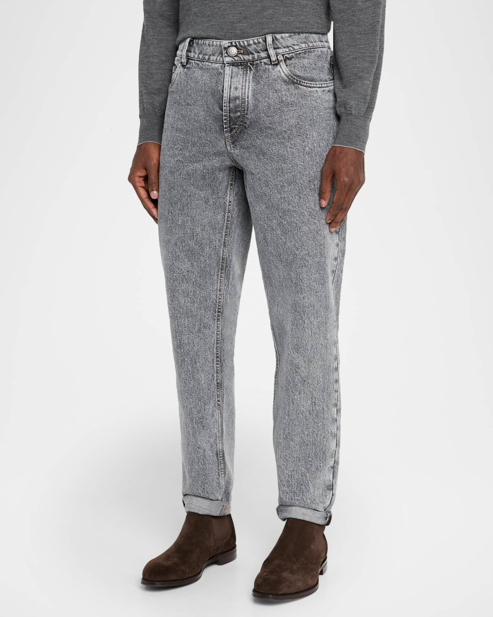 Men's Straight-Leg Grey Denim Jeans Product Image