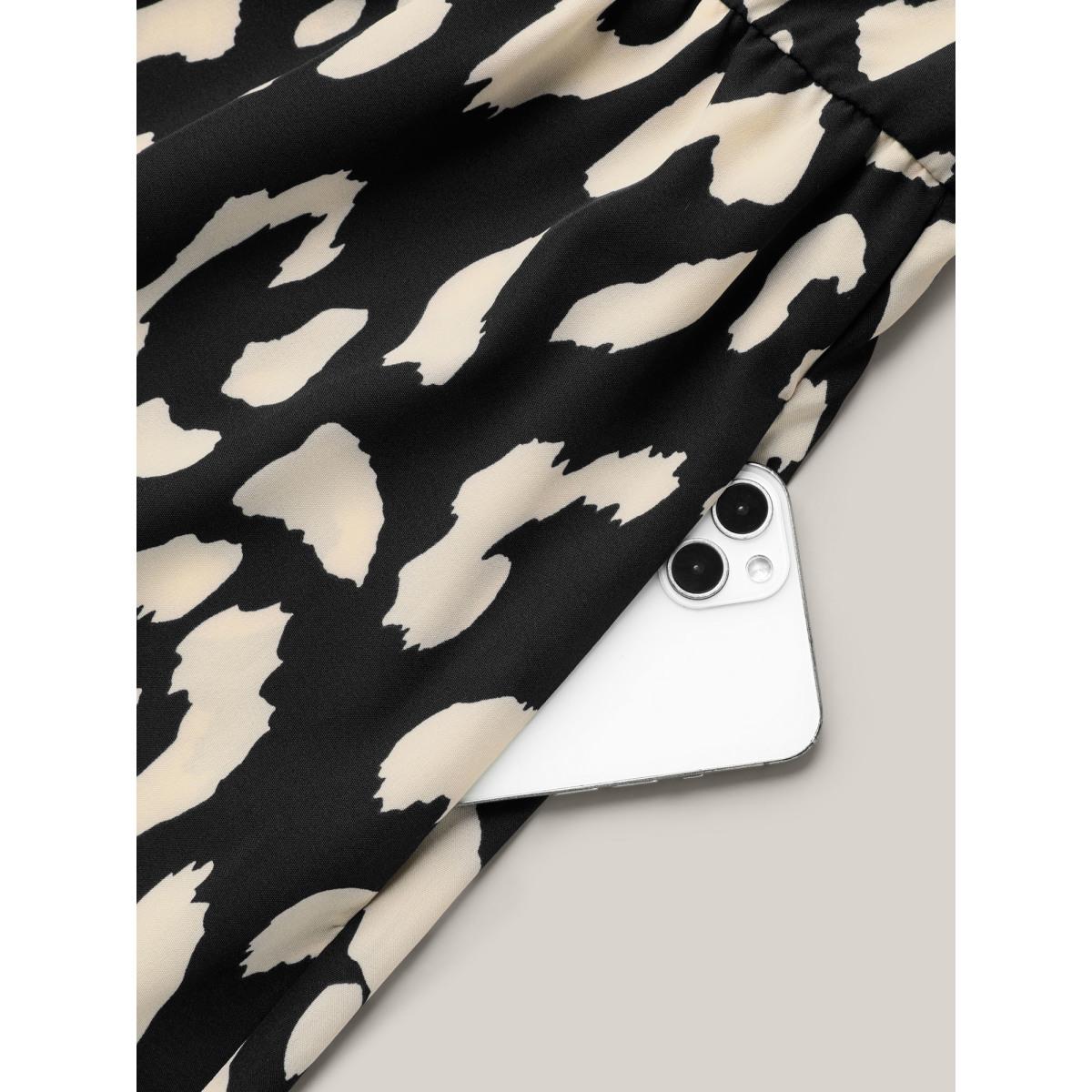 Plus Size Waist-Tie Pockets Shirt Collar Midi Dress Black Women At the Office Belted Shirt collar Short sleeve Curvy BloomChic 30/6X Product Image