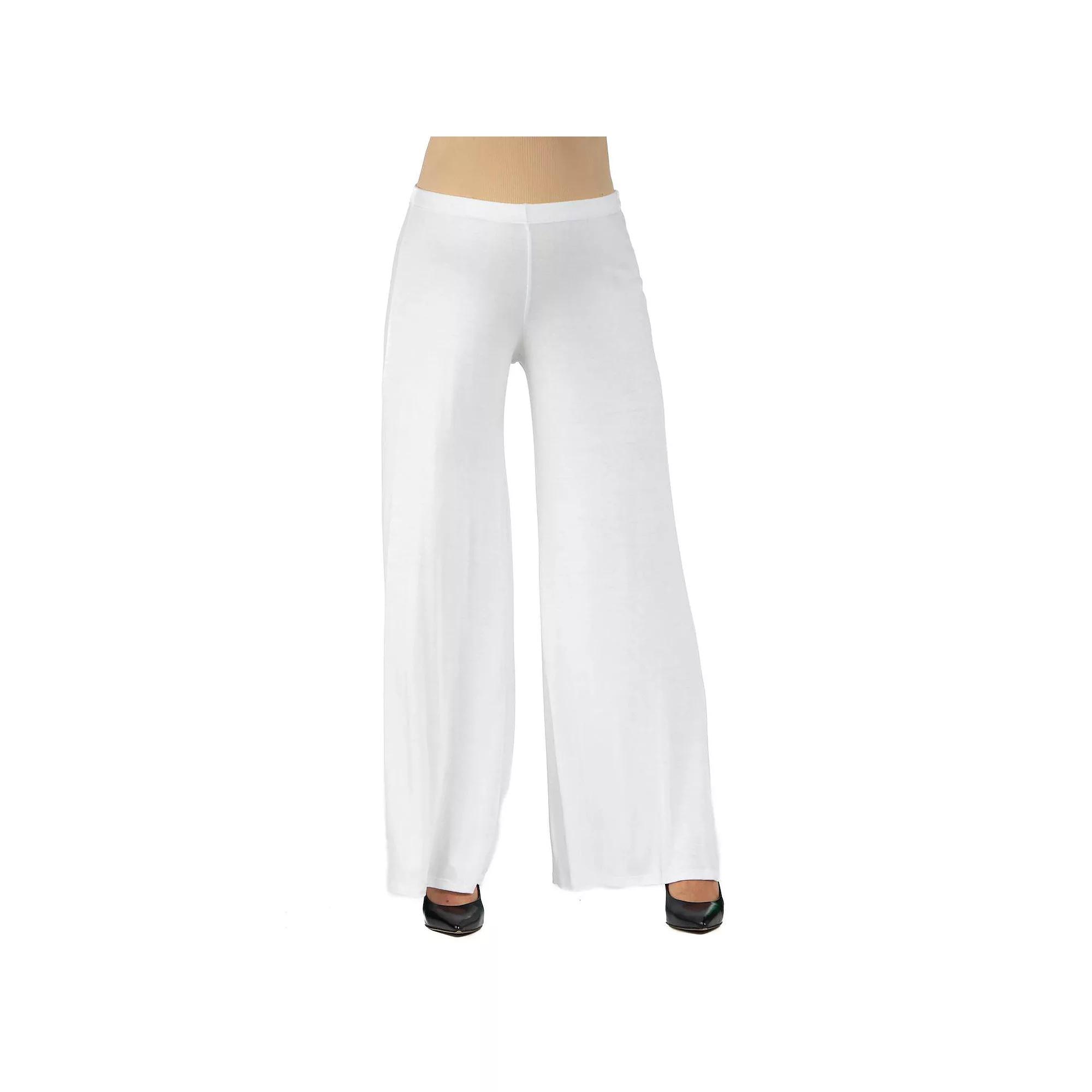 Maternity 24Seven Comfort Apparel Palazzo Pants, Women's, Size: XL-Mat, White Product Image