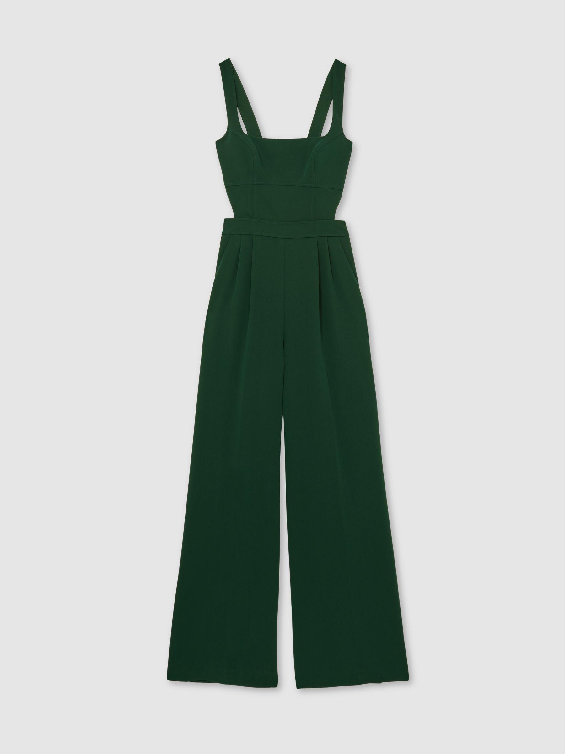 Wide-Leg Cut-Out Jumpsuit in Green Product Image