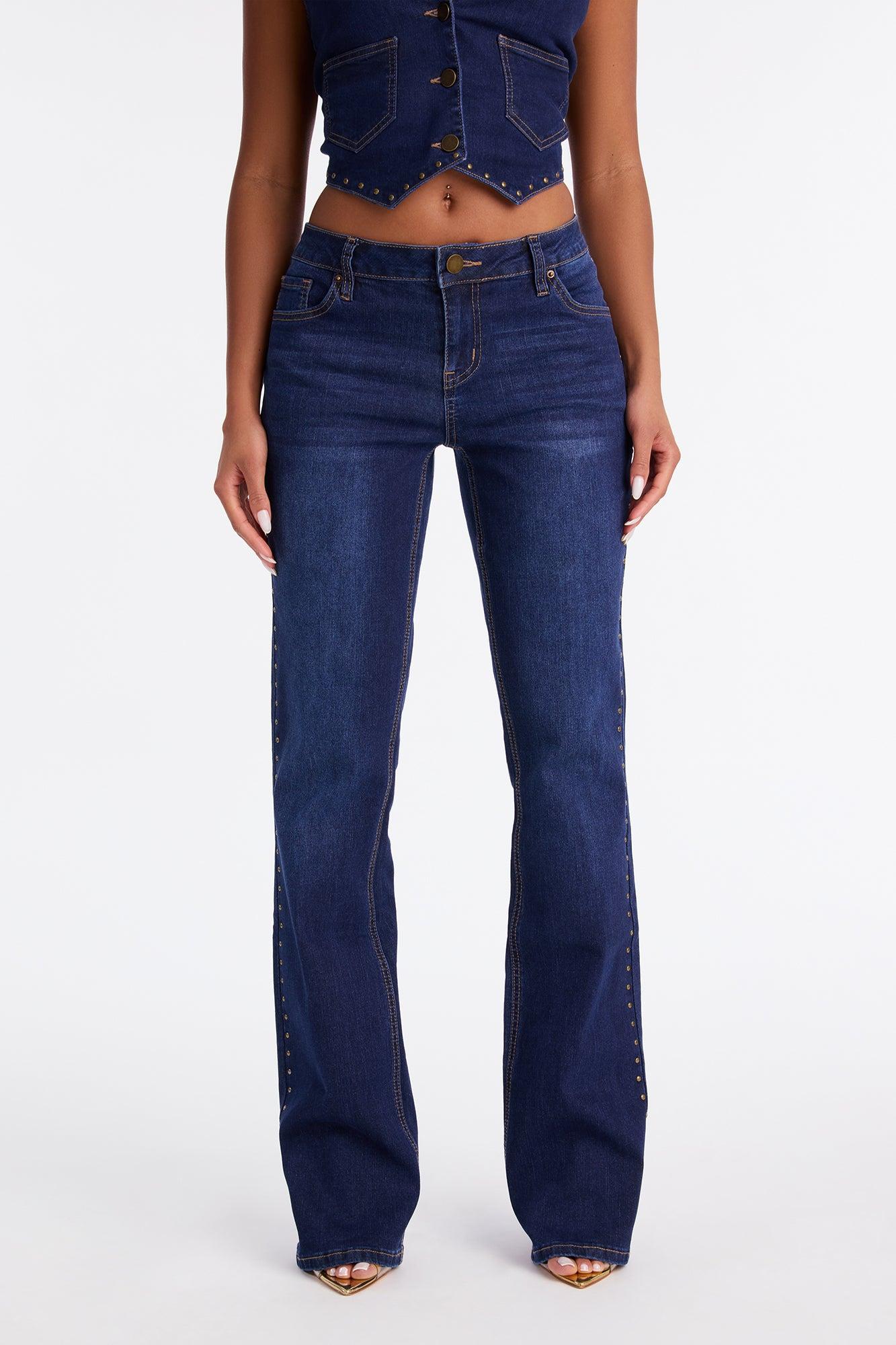 Pierce My Heart Embellished Bootcut Jeans - Dark Wash Female Product Image