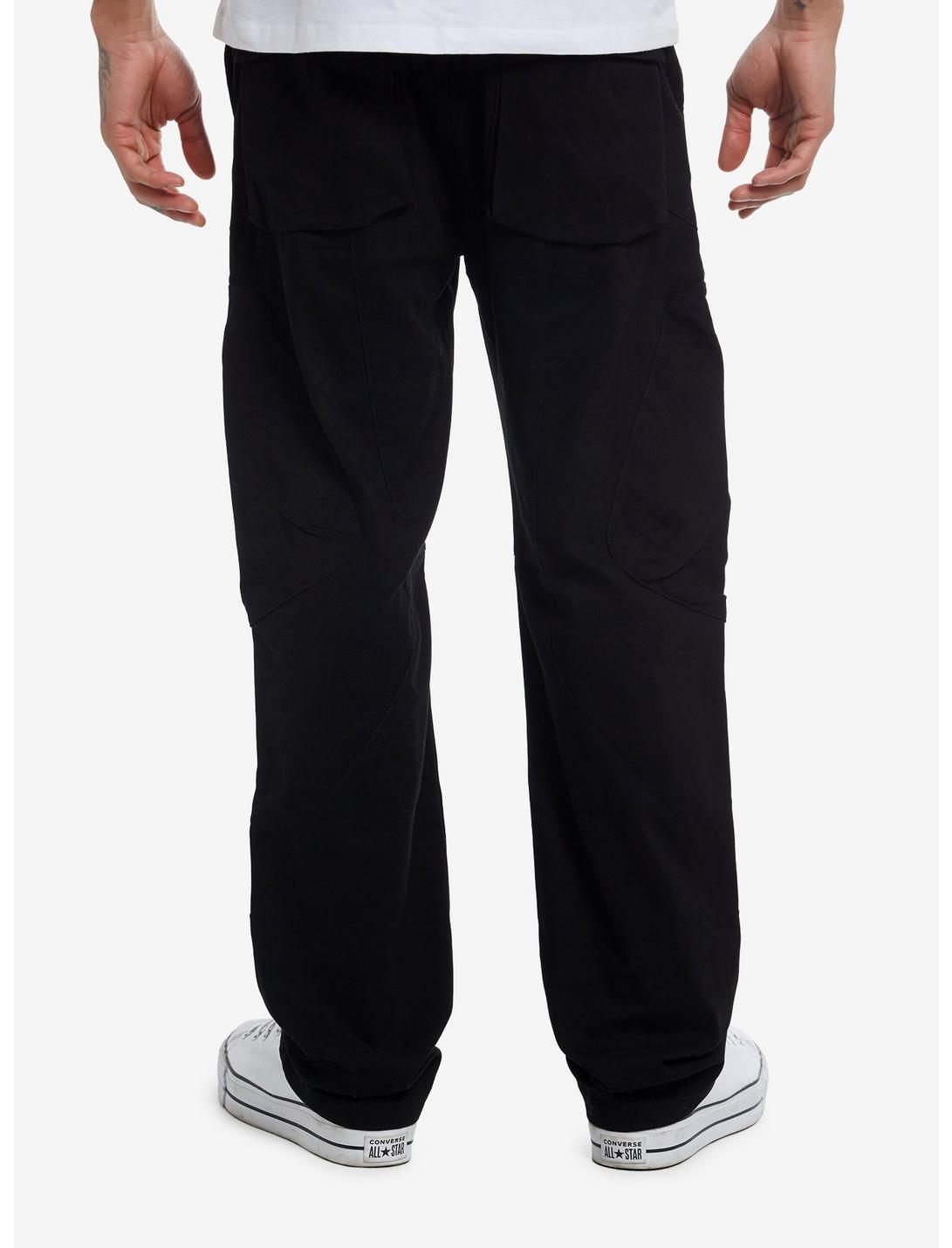 Black Reflective Zipper Pocket Slim Straight Pants Product Image