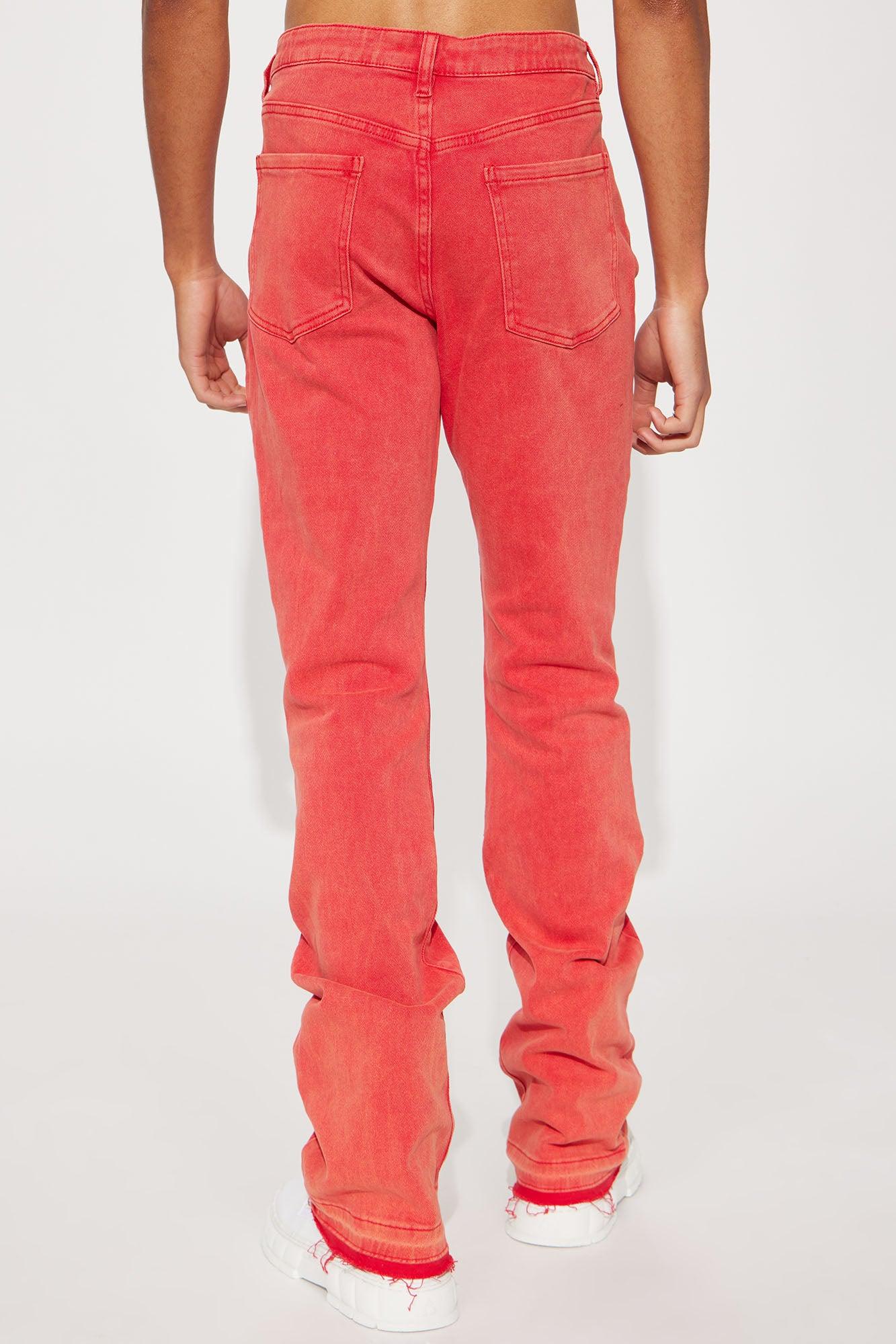 Count On It Stacked Skinny Flare Jeans - Red Product Image