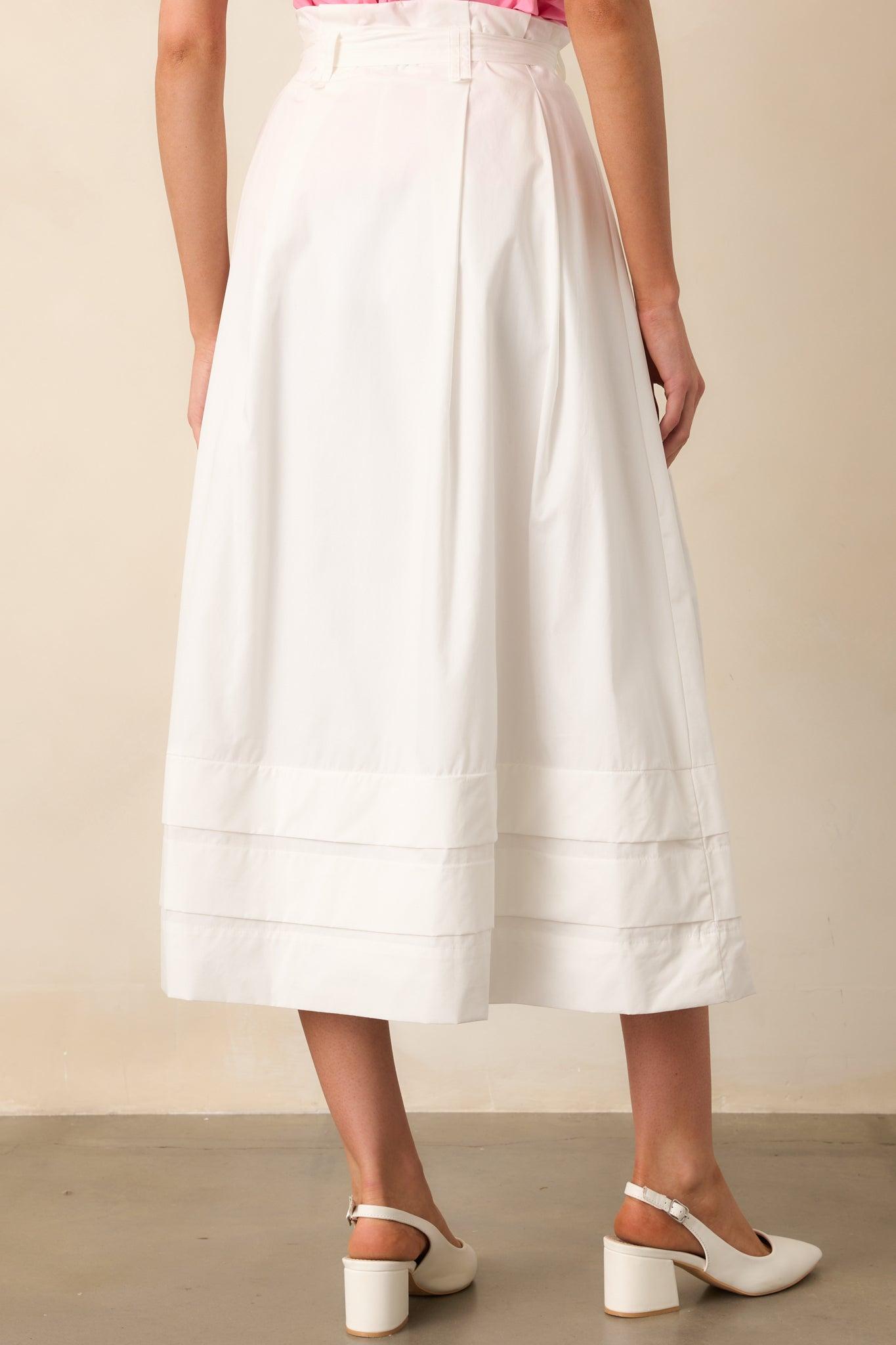Ashford White Cotton Midi Skirt Product Image
