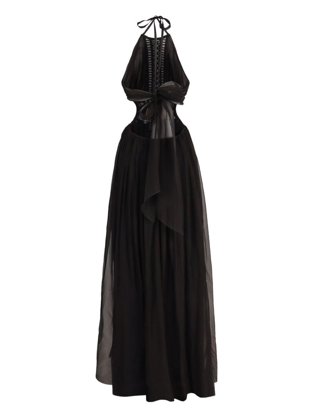 halterneck embroidered tulle dress Product Image