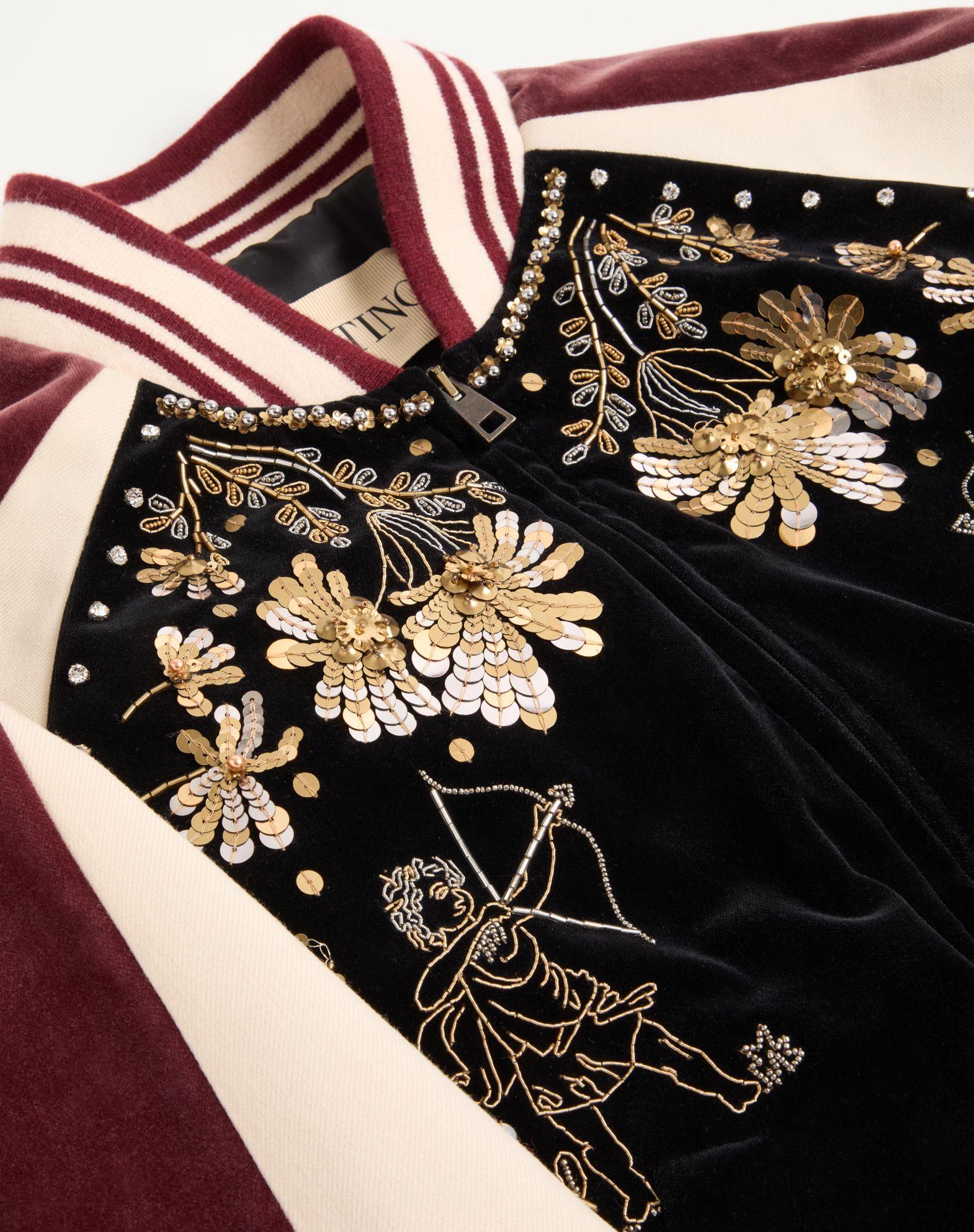 Cotton Velvet Bomber With Sequin And Bead Embroidery Product Image