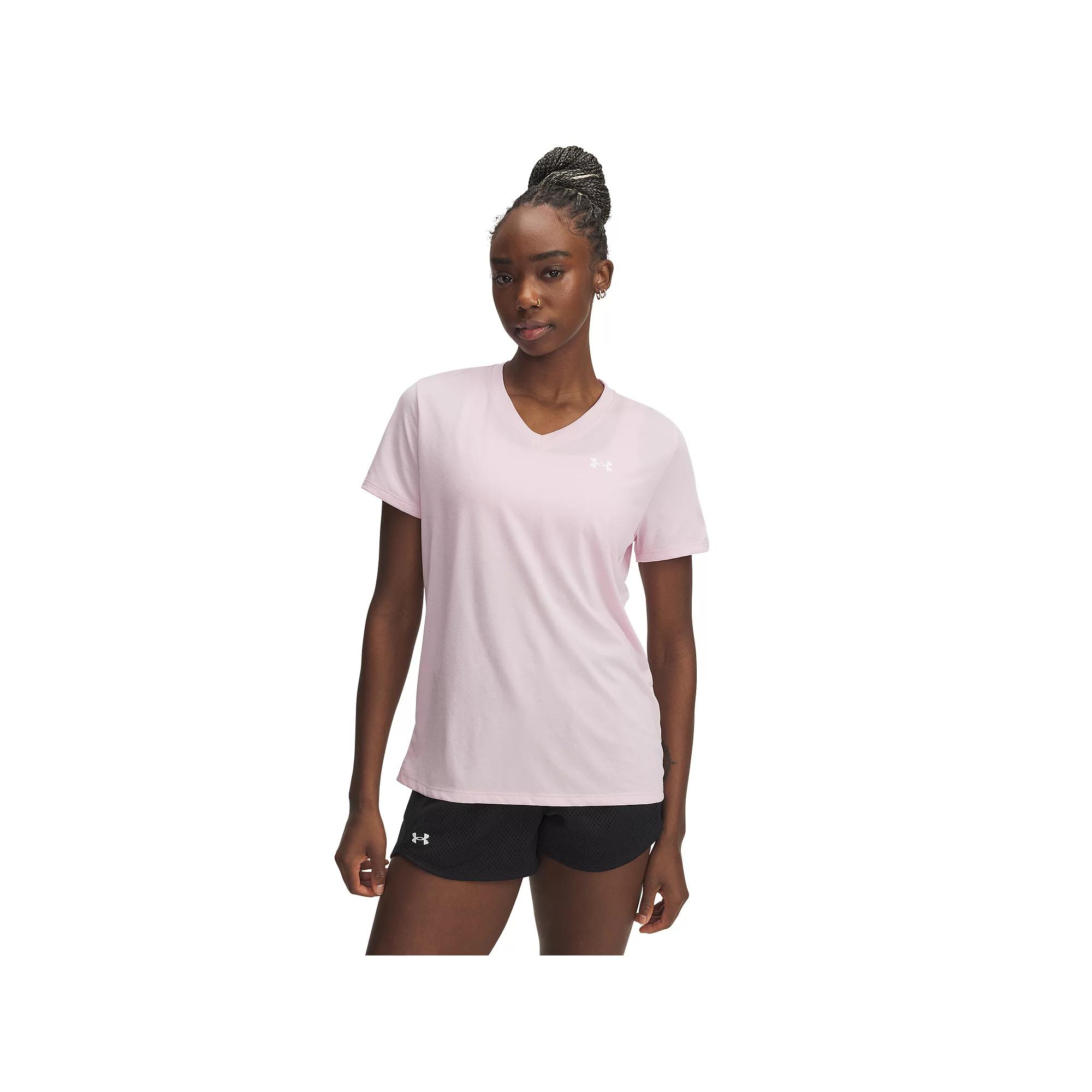 Women's Under Armour Tech™ V-Neck Short Sleeve Tee, Size: XS, Prime Pink Product Image