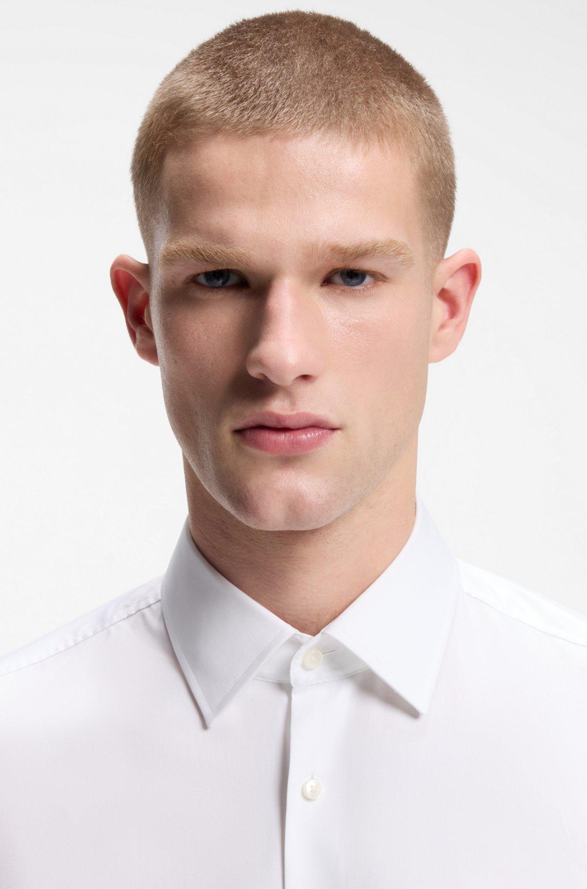 Slim-fit shirt in easy-iron cotton poplin Product Image