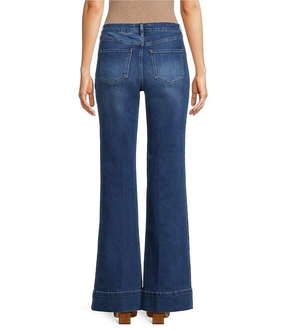 Code Bleu Petite Size High Rise Wide Leg Patch Pocket Jeans Product Image