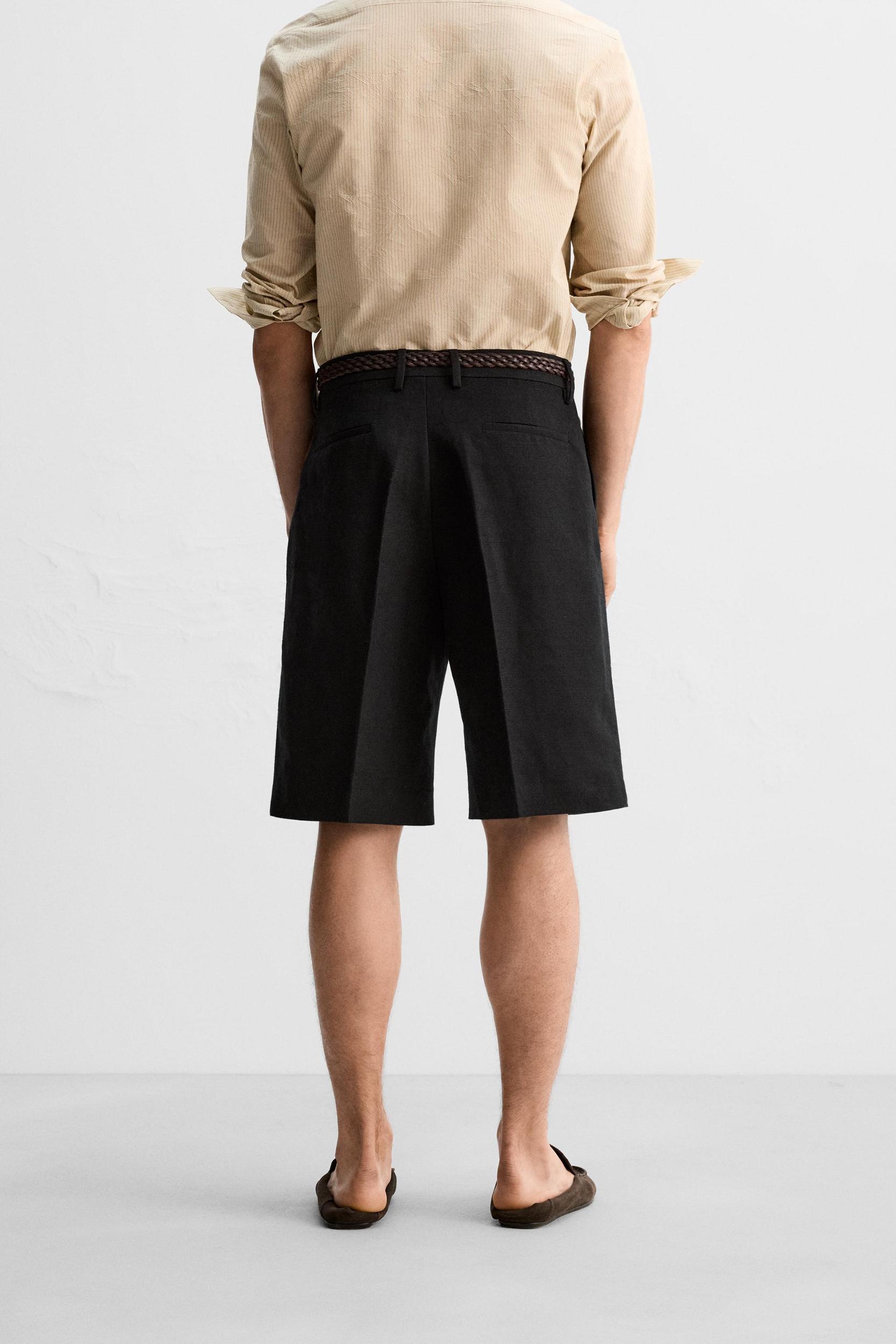LIMITED EDITION LINEN COTTON PLEATED SHORTS Product Image