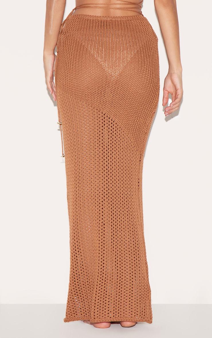 Brown Crochet Maxi Beach Skirt Product Image