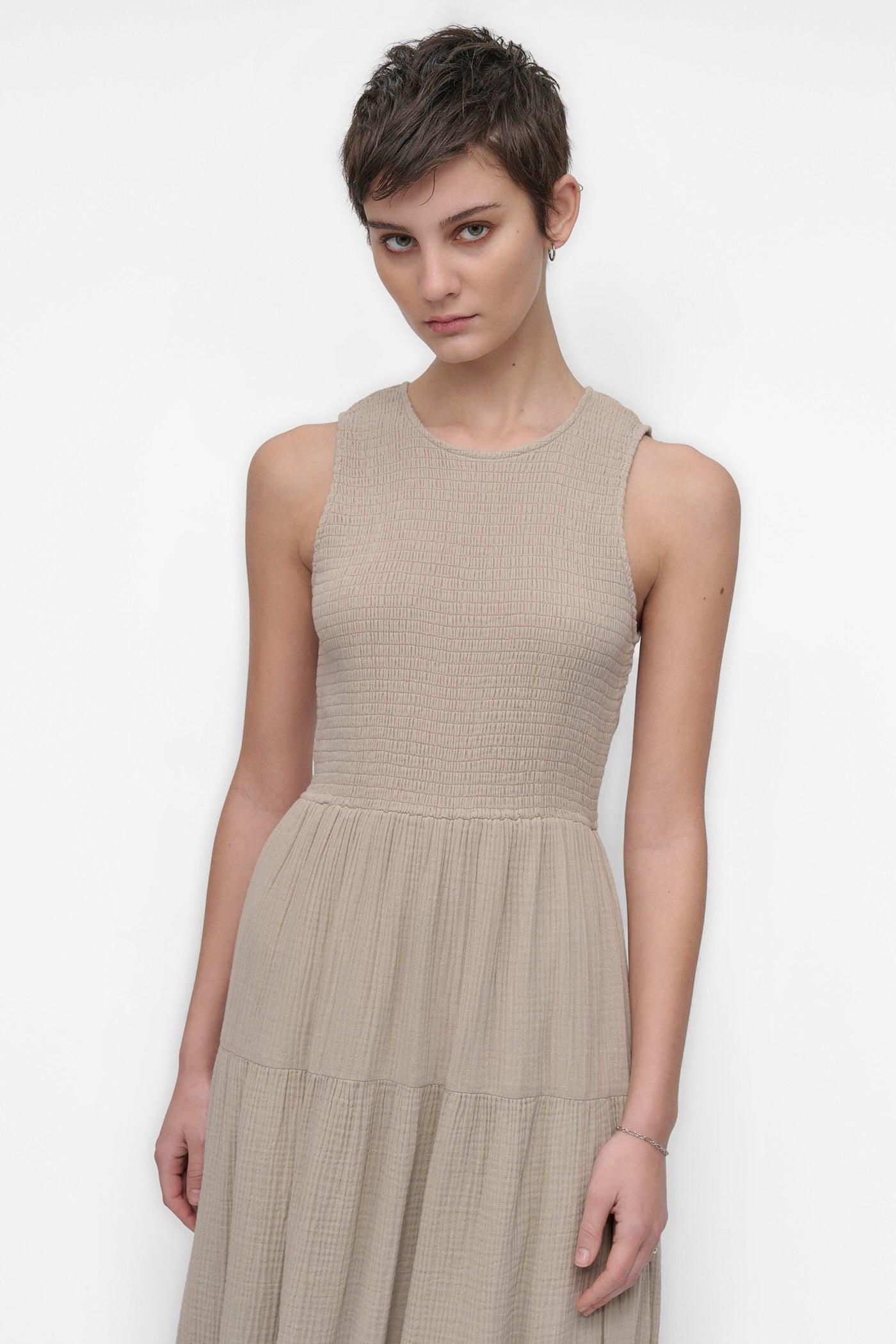 GAUZE TIERED SMOCKED DRESS Product Image