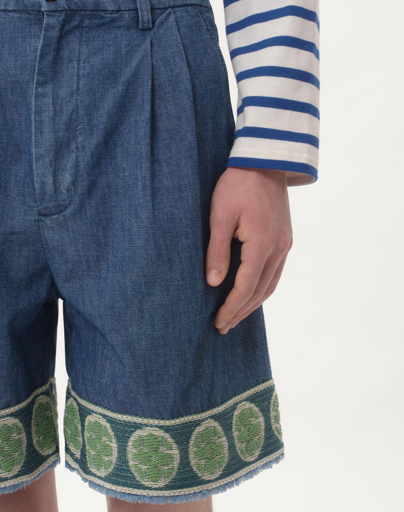 Denim Bermuda Shorts With Jacquard Hem Product Image