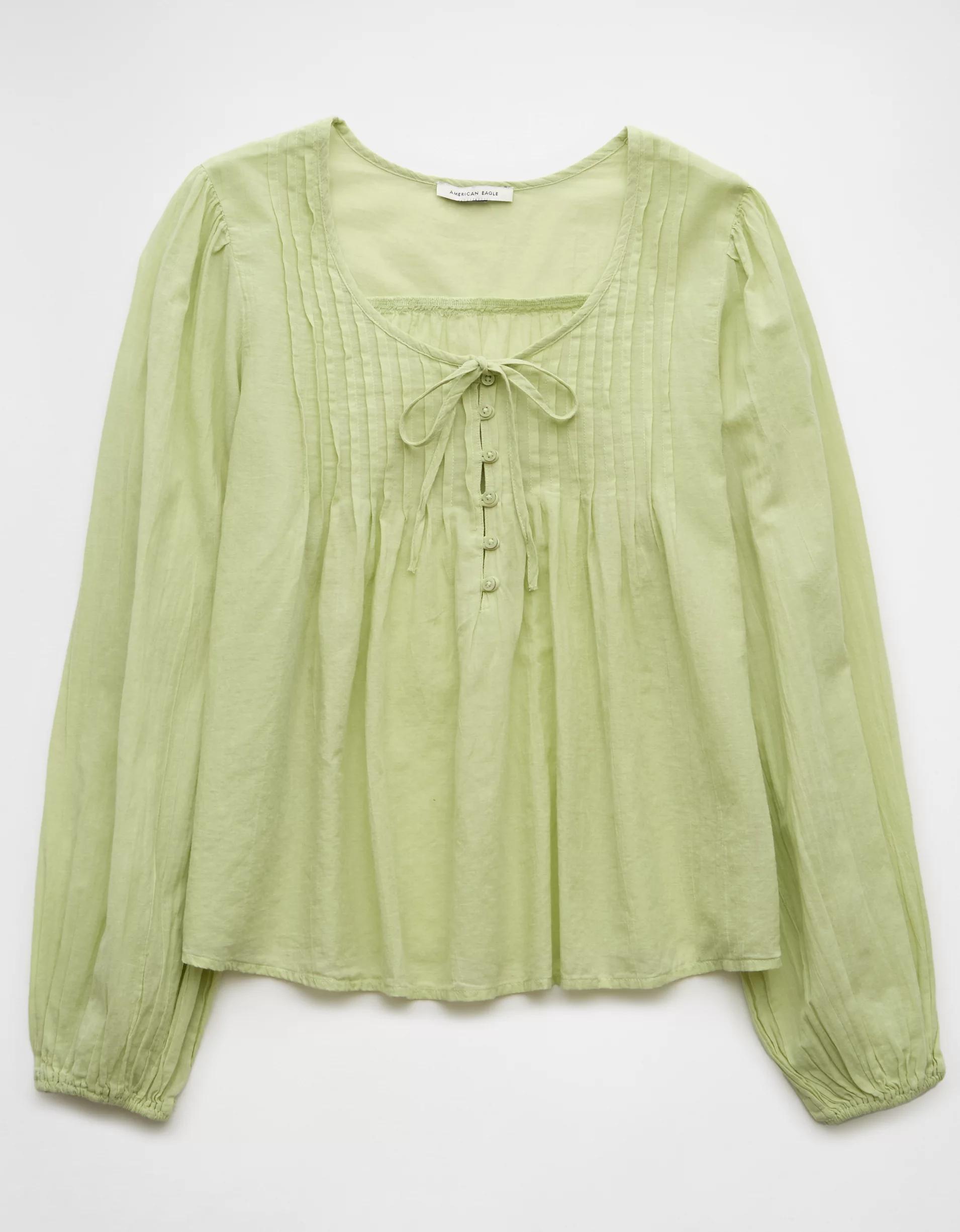 AE Long-Sleeve Breezy Boho Blouse Product Image