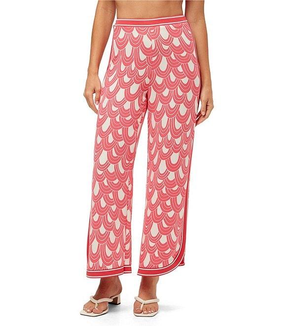 Trina Turk Overhead Woven Drape Print Flat Front Drapey Ankle Pants Product Image