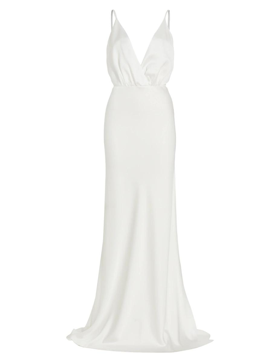 Womens Vick V-Neck Satin Gown Product Image