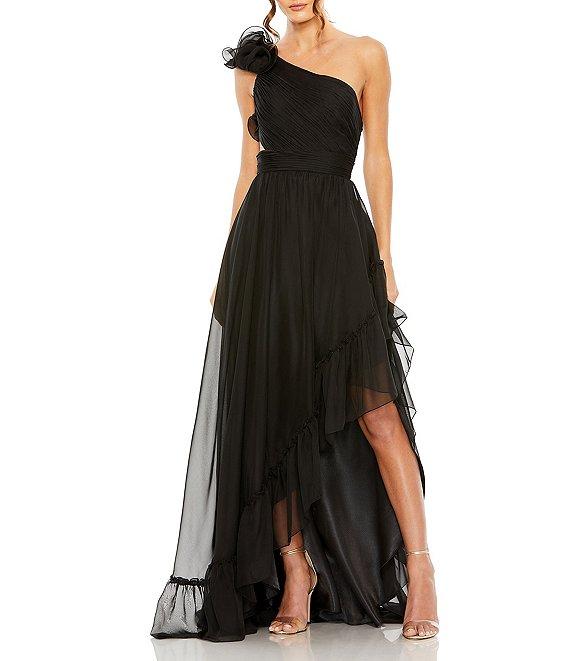 Mac Duggal One Shoulder Ruffle Sleeveless Cut Out Asymmetrical Hem High-Low Gown Product Image