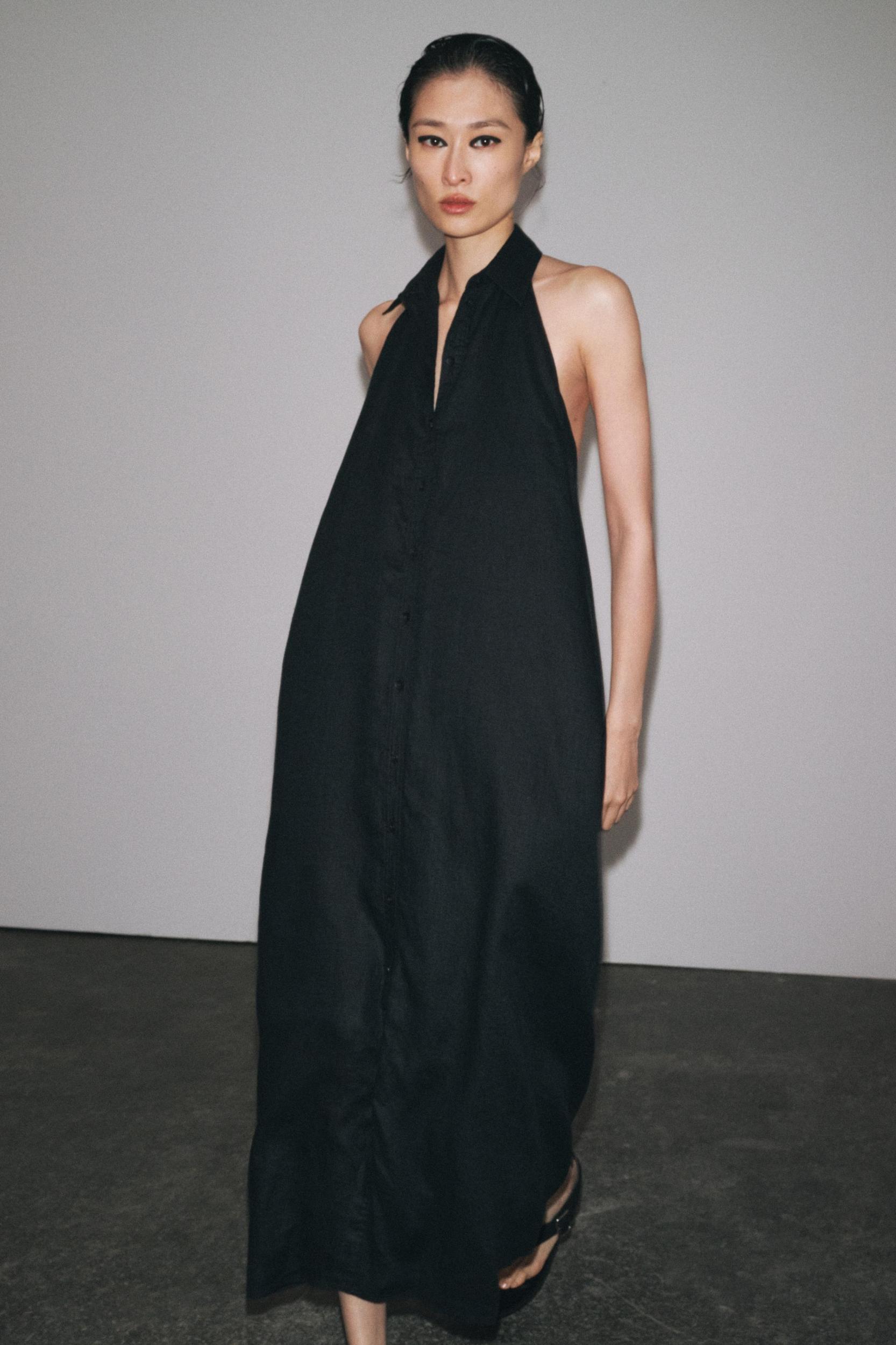 100% LINEN HALTER DRESS ZW COLLECTION Product Image