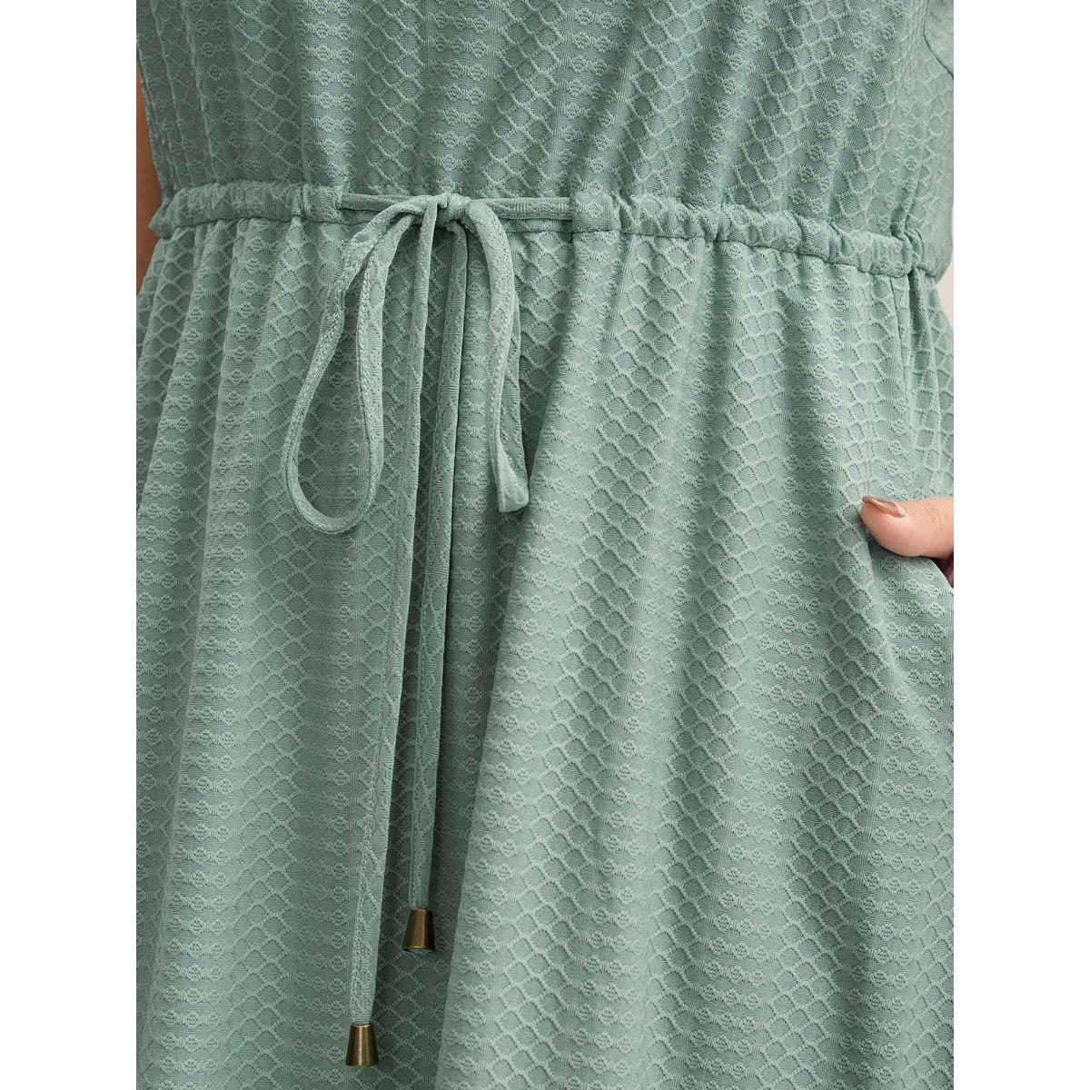Plus Size Textured Waist-Tie Knit Midi Dress Sage Women Leisure Drawstring Knit Dresses Bloomchic 26/4X Product Image