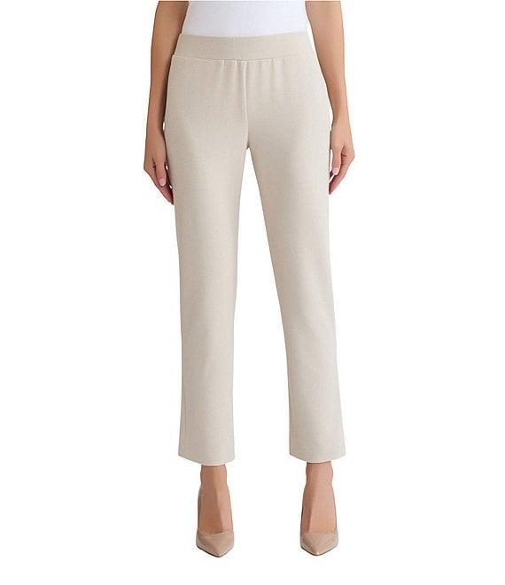 Ming Wang Stretch Crepe Flat Front Straight-Leg Ankle Pants Product Image