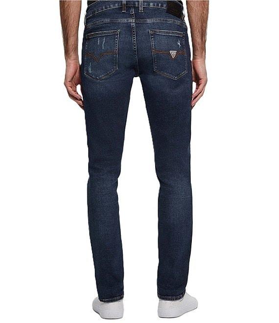 Guess Slim Fit Tapered Destructed Detail Jeans Product Image