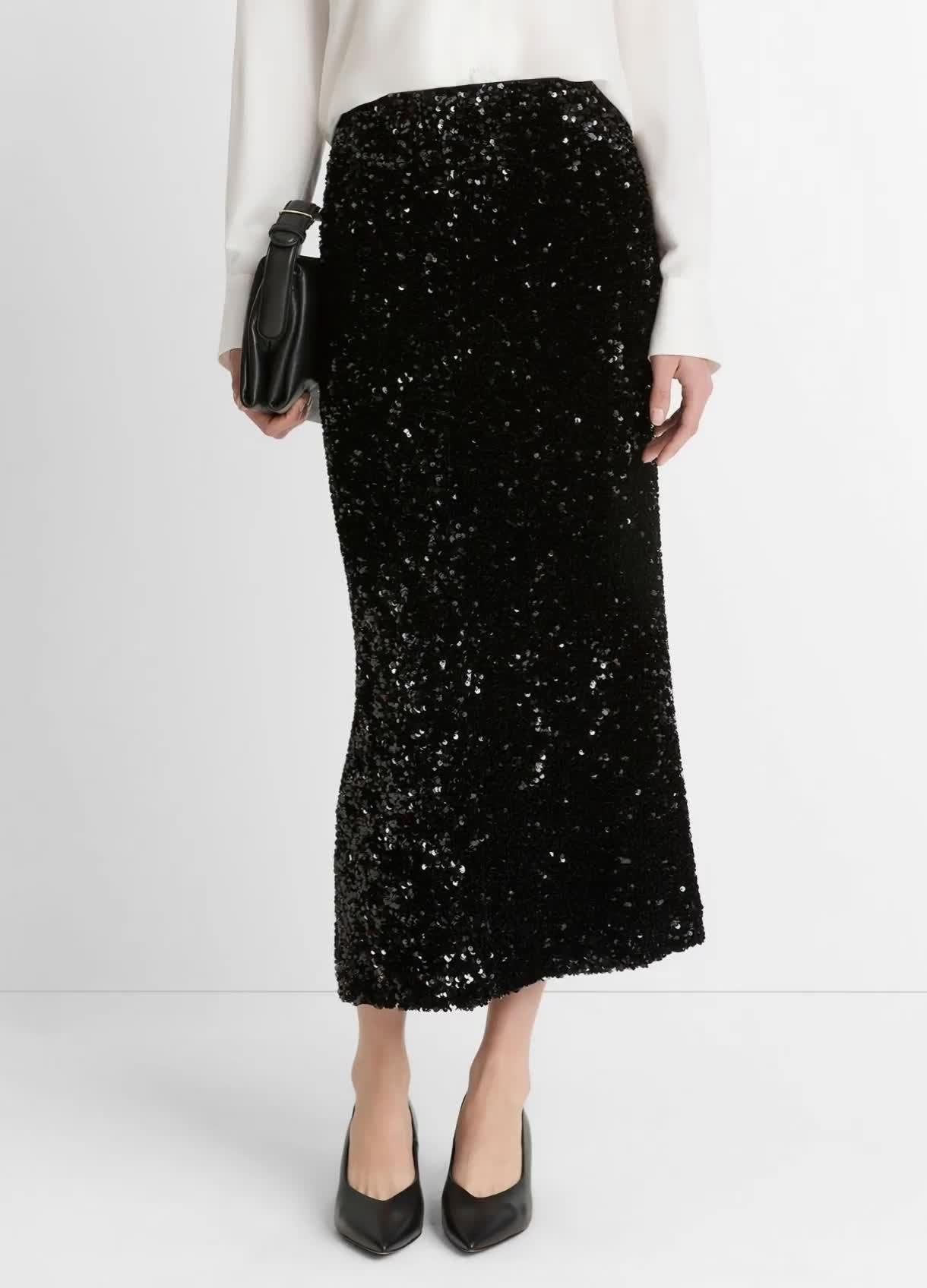 Sequined Velvet Column Skirt Product Image