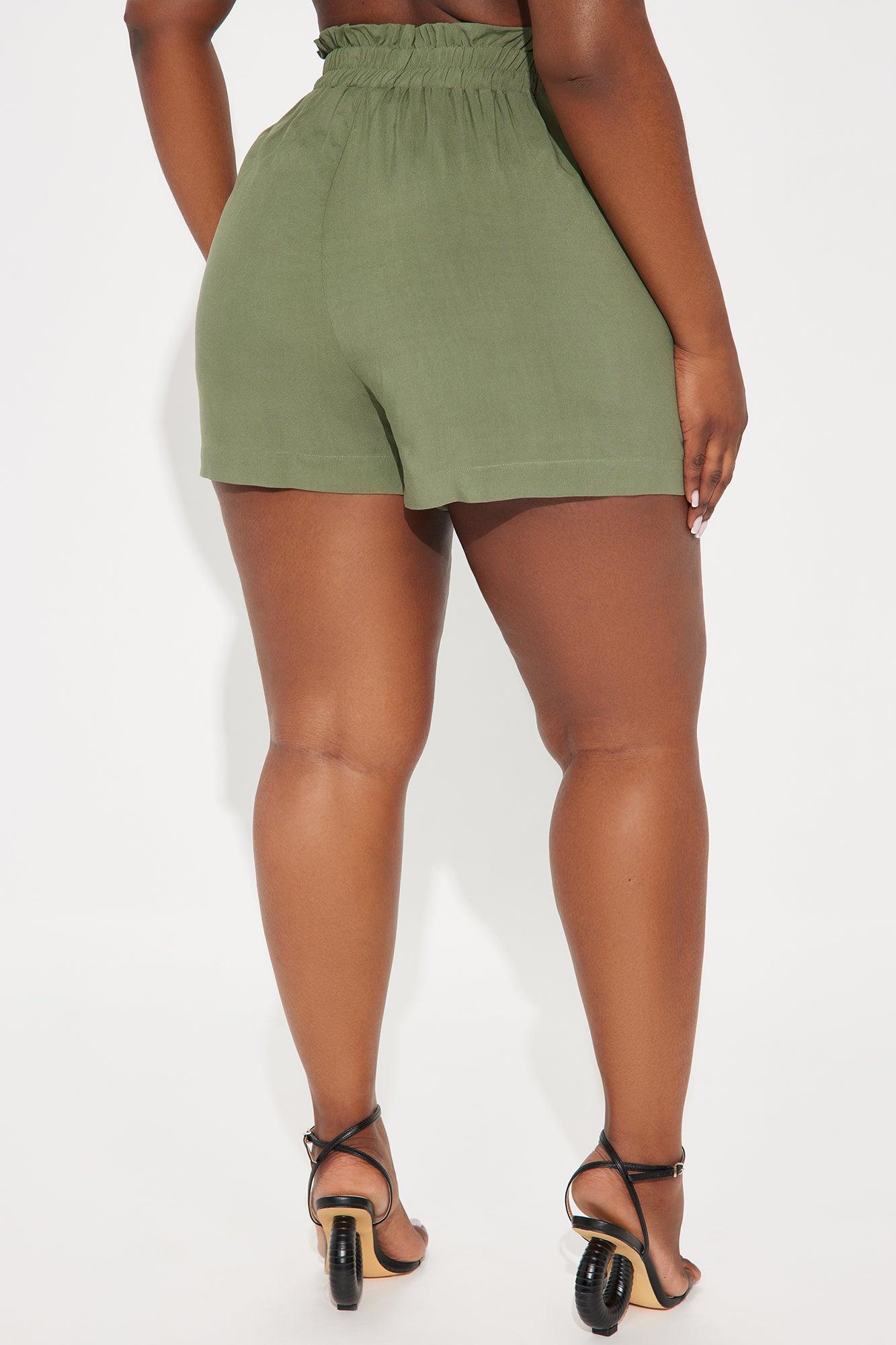 Rosie Tie Waist Shorts - Olive Product Image