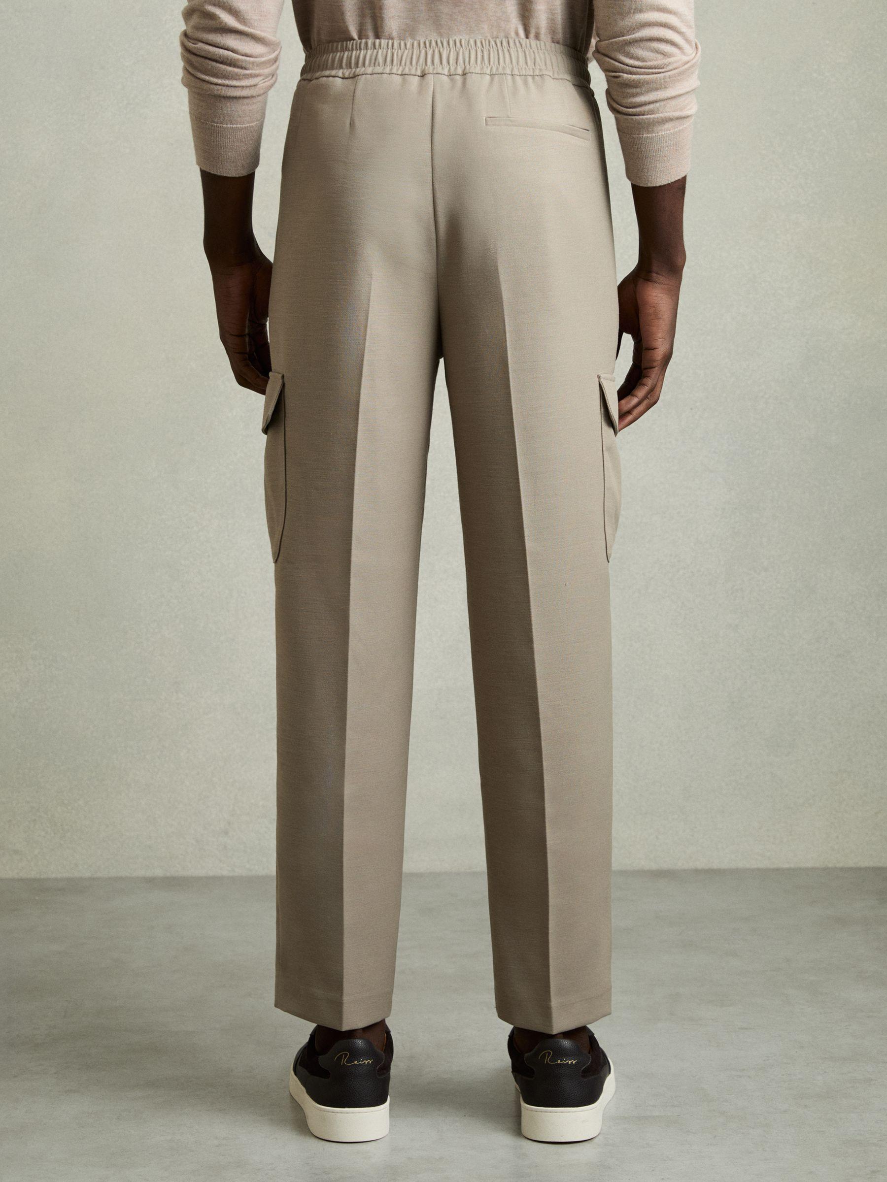 Relaxed Drawstring Cargo Trousers in Sage Green Product Image